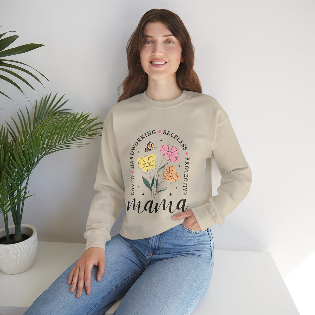 Mama Floral Sweatshirt — "Loved, Hardworking, Selfless, Protective" Mother's Day Crewneck