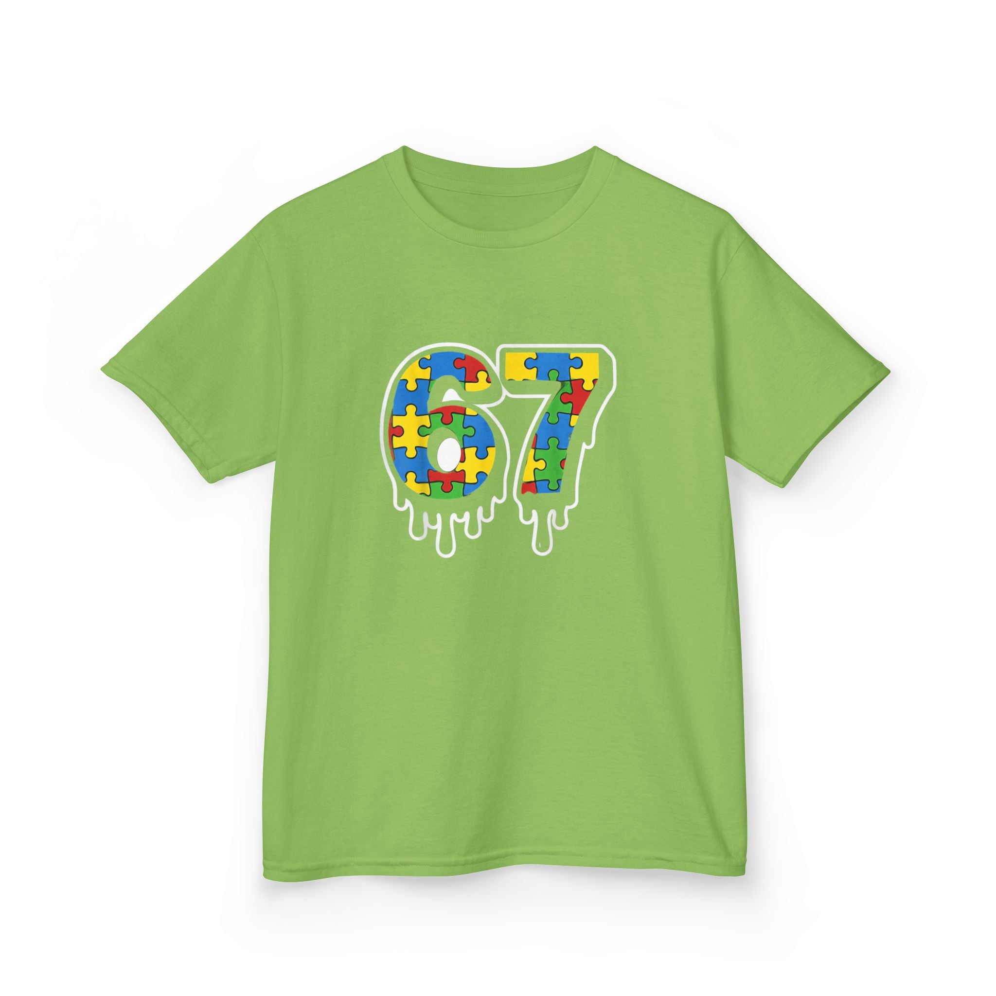 Kids Puzzle Number 67 T-Shirt — Colorful Autism Awareness Tee