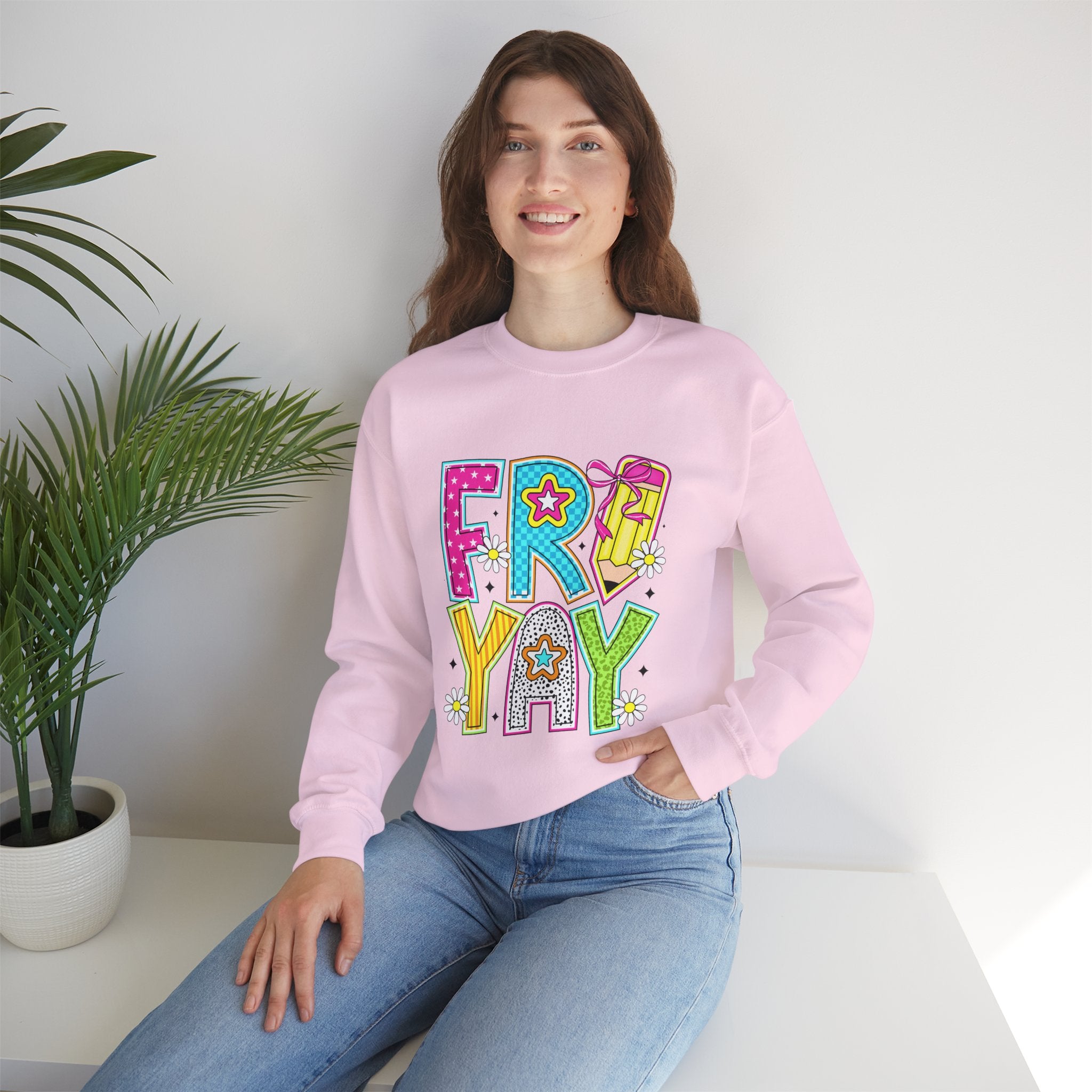 Fro-Yay Crewneck Sweatshirt — Colorful Retro Cartoon Graphic