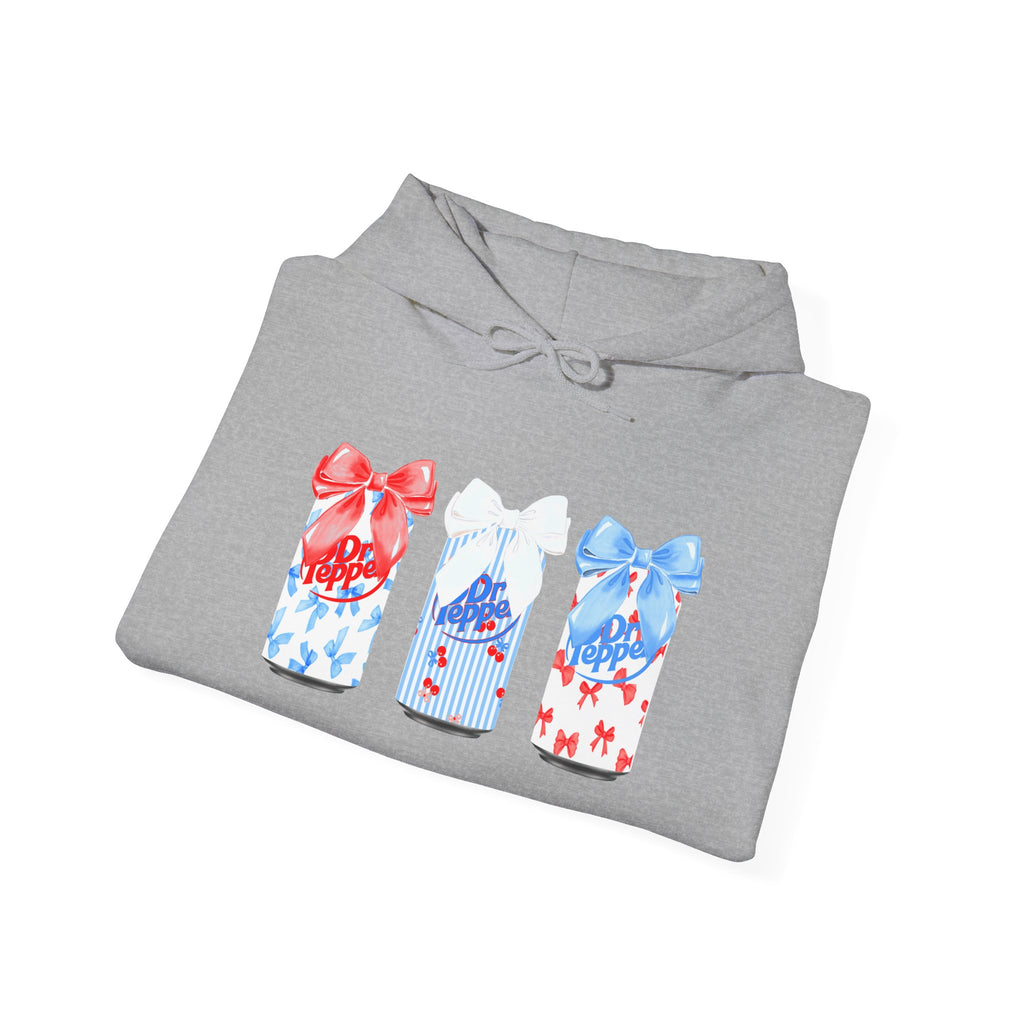Gift Box Trio Hoodie - Red White Blue Ribbon Holiday Sweatshirt