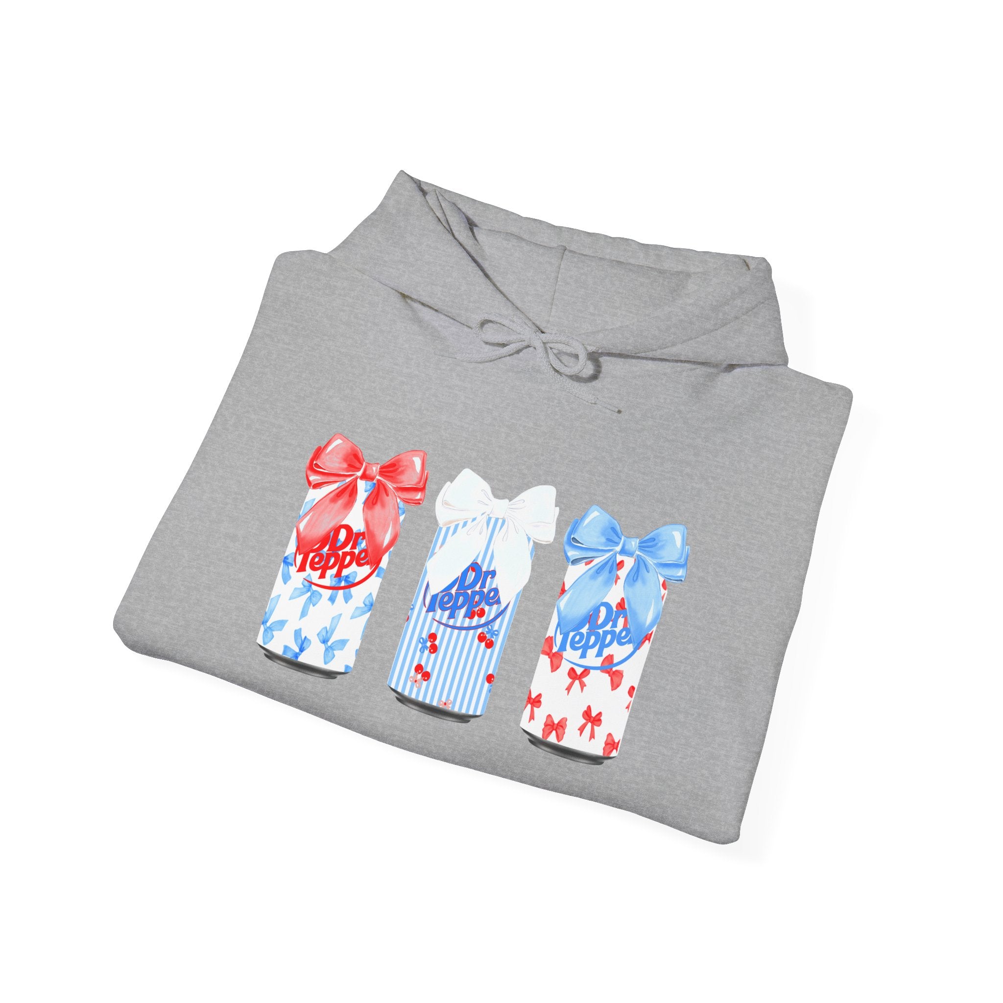 Gift Box Trio Hoodie - Red White Blue Ribbon Holiday Sweatshirt