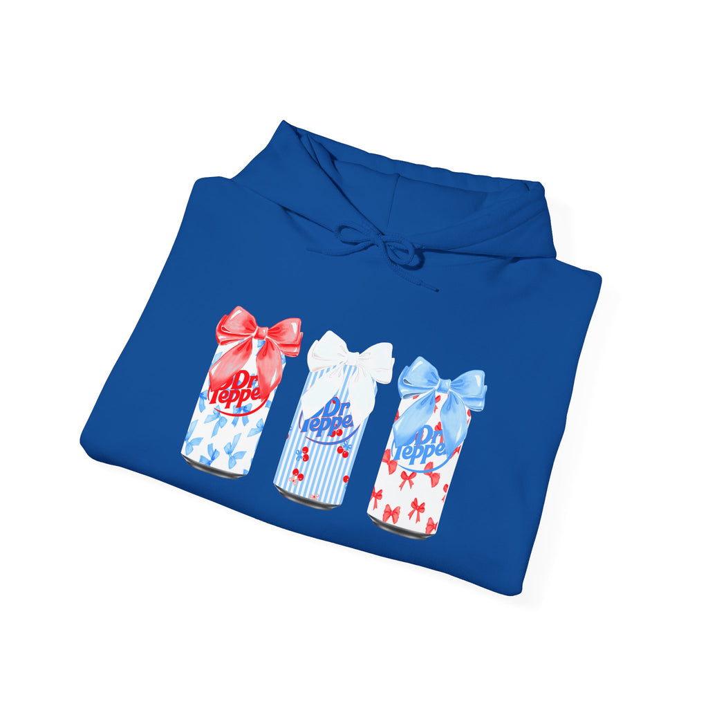 Gift Box Trio Hoodie - Red White Blue Ribbon Holiday Sweatshirt