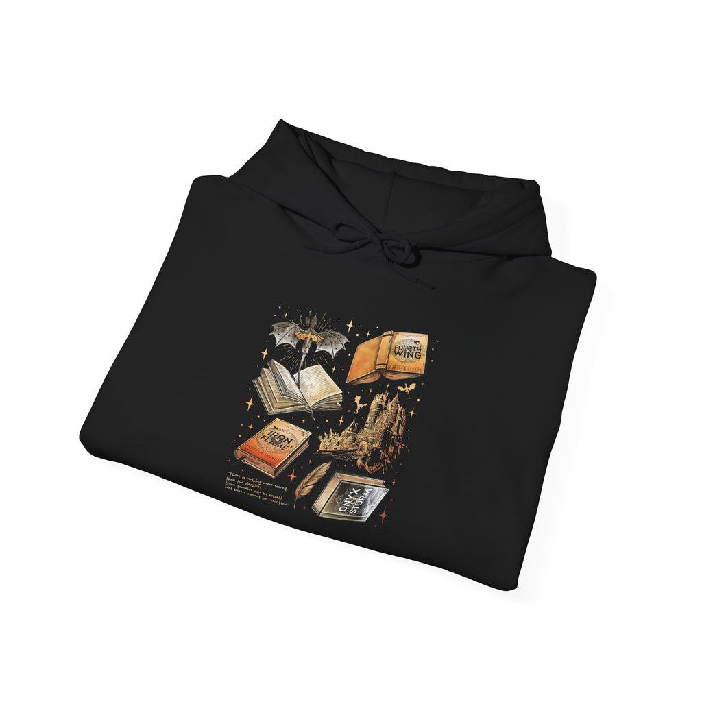 Bookish Bat Hoodie — Vintage Flying Books Graphic Pullover