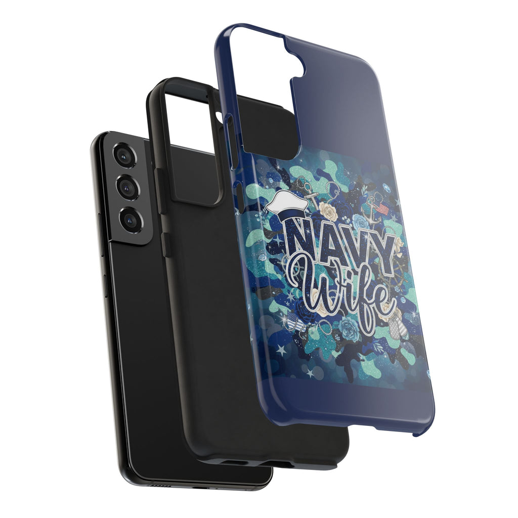 Navy Wife Tough Phone Case — Military Camouflage Protective Phone Cover, Perfect Gift for Navy Spouses