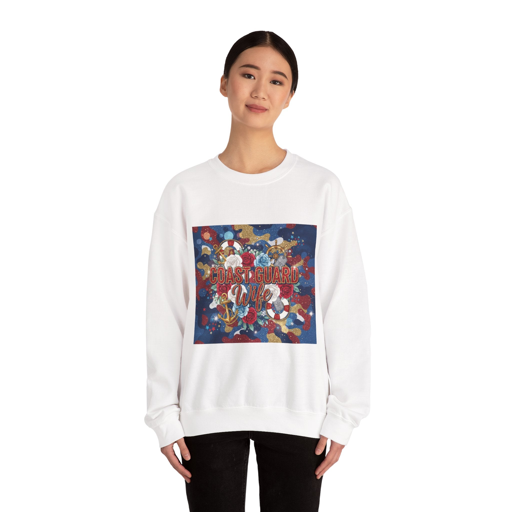 Coast Guard Mom Crewneck Sweatshirt - Patriotic Sea Rescue Design