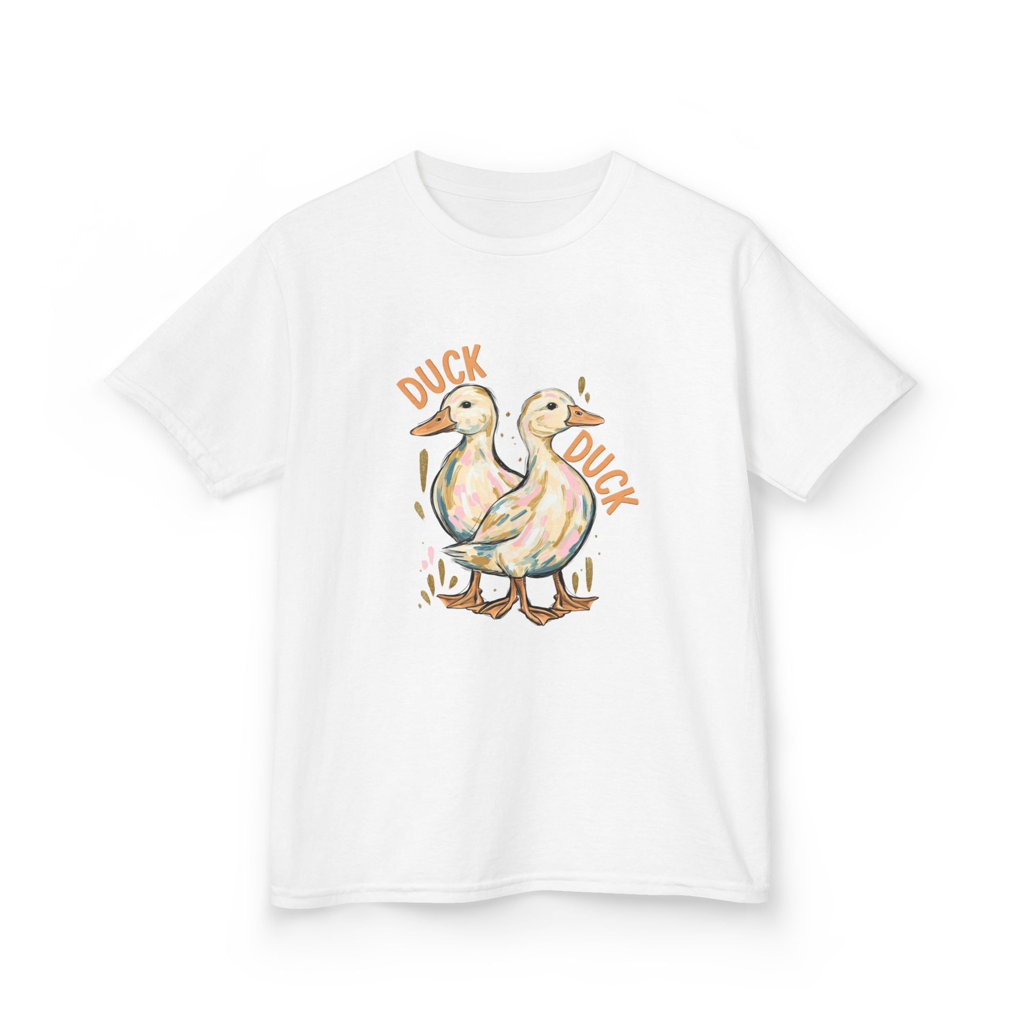 Kids Tee — Cute Duck & Goose Illustration ("Duck Duck" Front, "Goose" Back)
