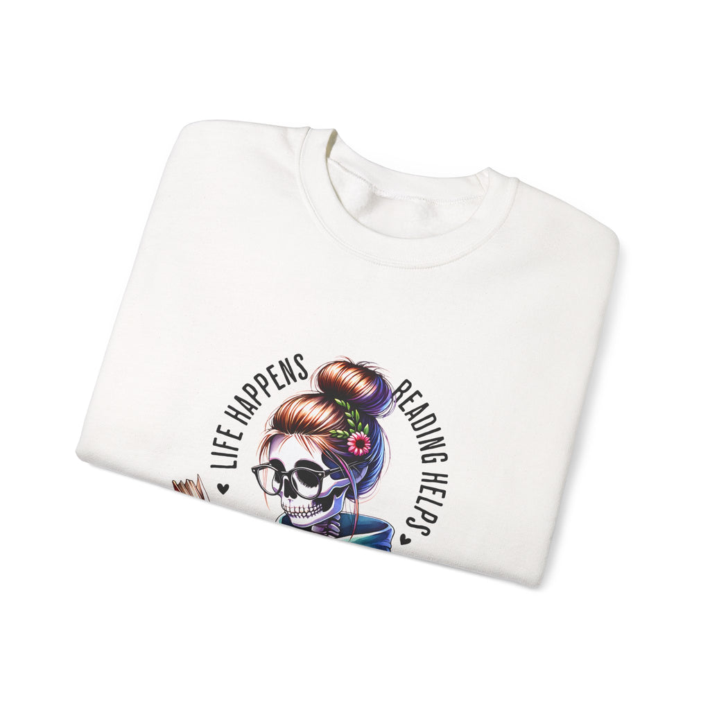 Reading Heals Sweatshirt — Skull Booklover Crewneck