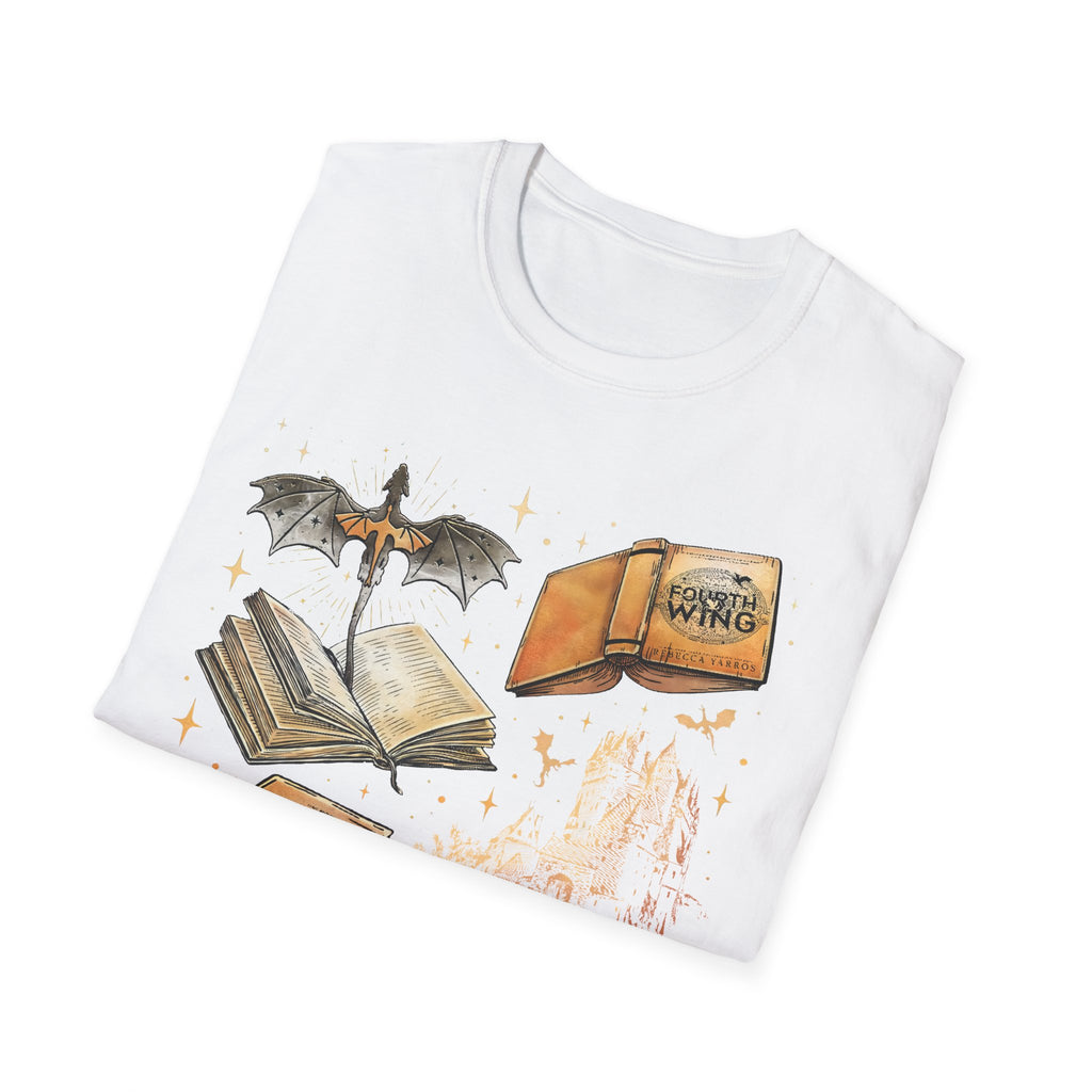 Book Dragon T-Shirt — Vintage Magical Books & Bat Illustration