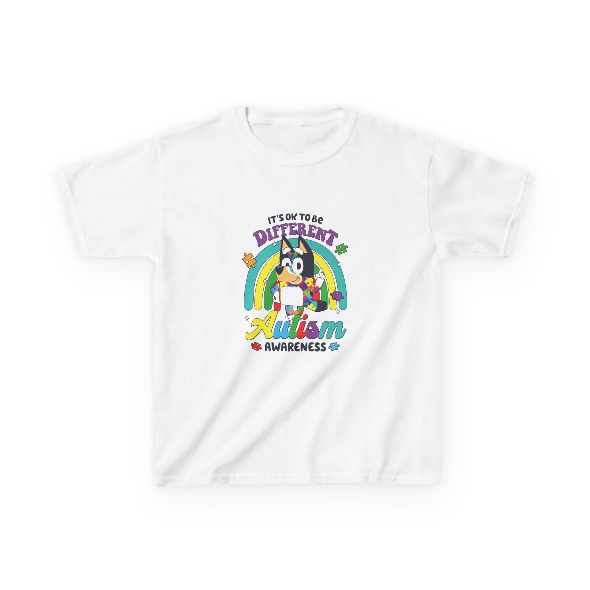 Kids Tee — "It's OK to Be Different" Autism Awareness Rainbow Shirt