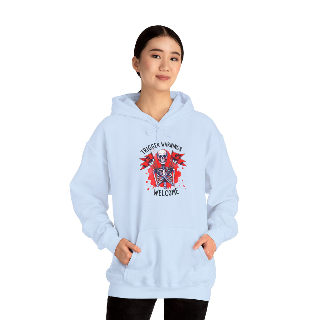 Trigger Warning Skeleton Hoodie - Edgy Skull Graphic Pullover