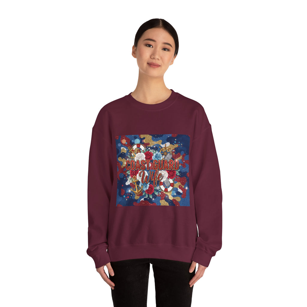 Coast Guard Mom Crewneck Sweatshirt - Patriotic Sea Rescue Design