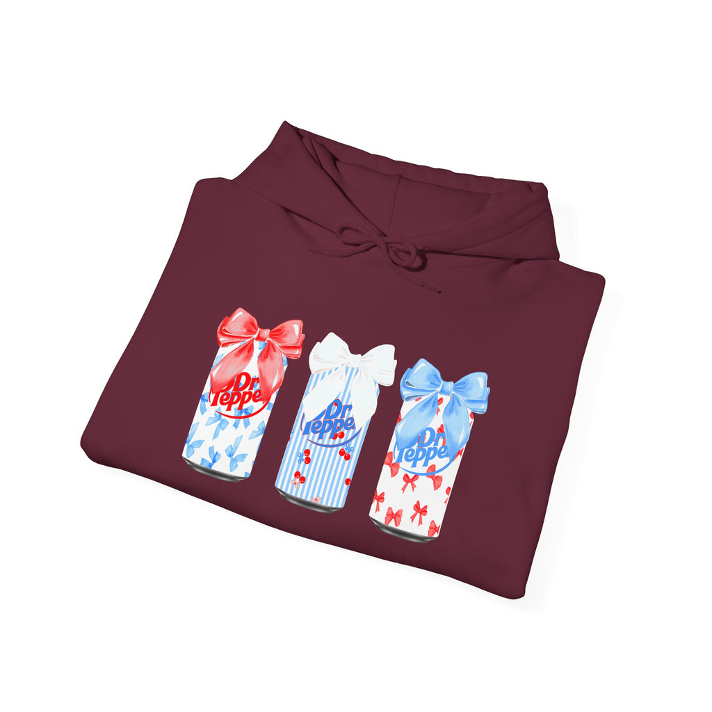 Gift Box Trio Hoodie - Red White Blue Ribbon Holiday Sweatshirt