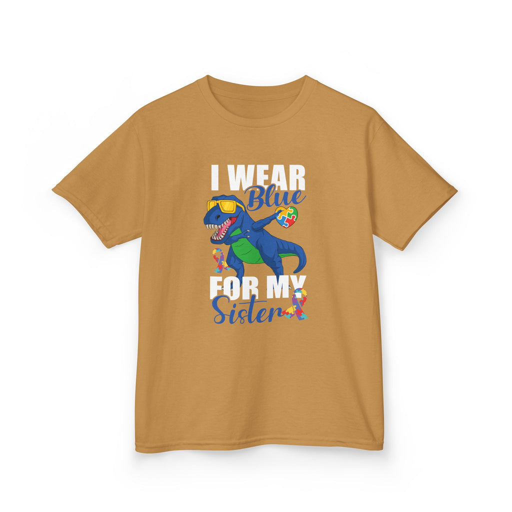Kids T‑Shirt — "Blue Sister" Rainbow Autism Awareness Dino Tee