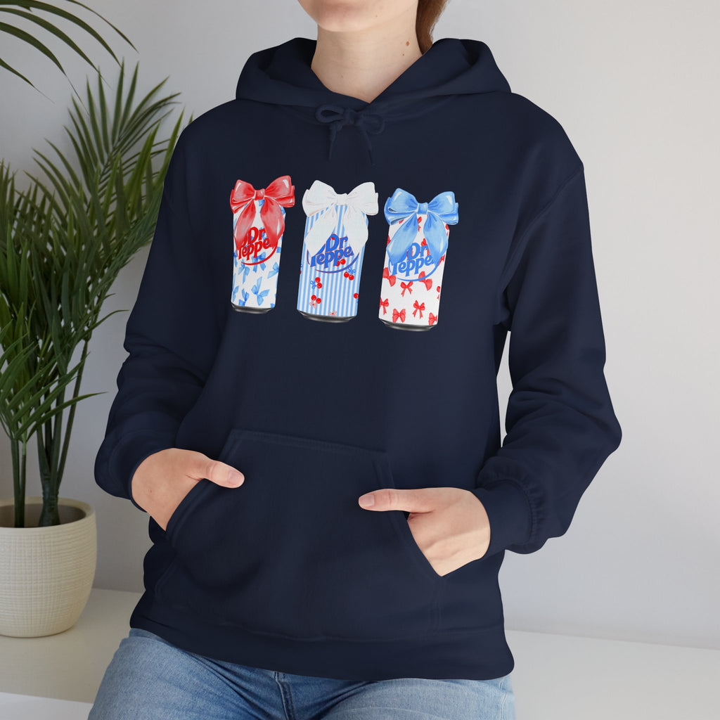 Gift Box Trio Hoodie - Red White Blue Ribbon Holiday Sweatshirt