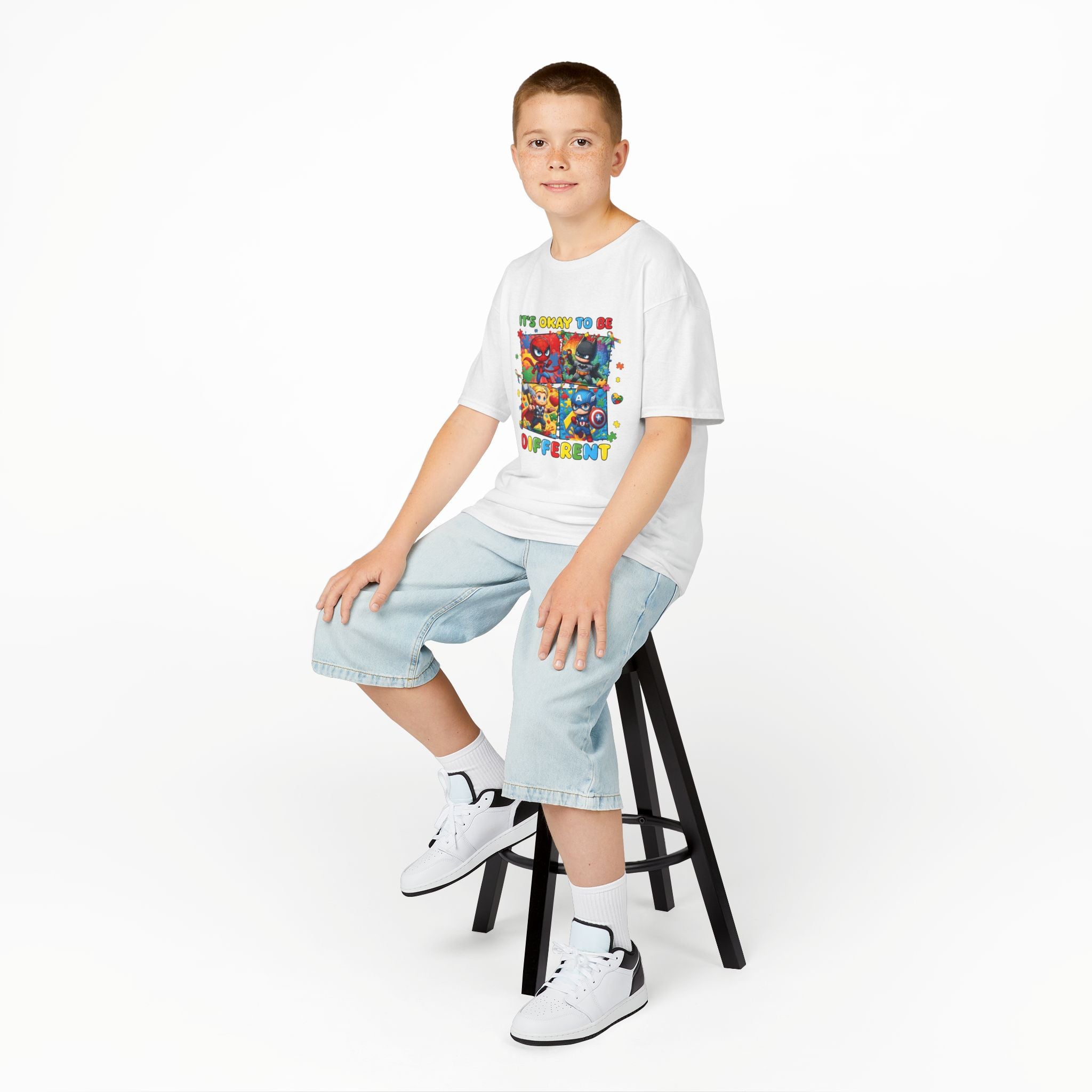 Kids 'It's Okay to Be Different' Graphic Tee — Colorful Inclusive Cartoon Design