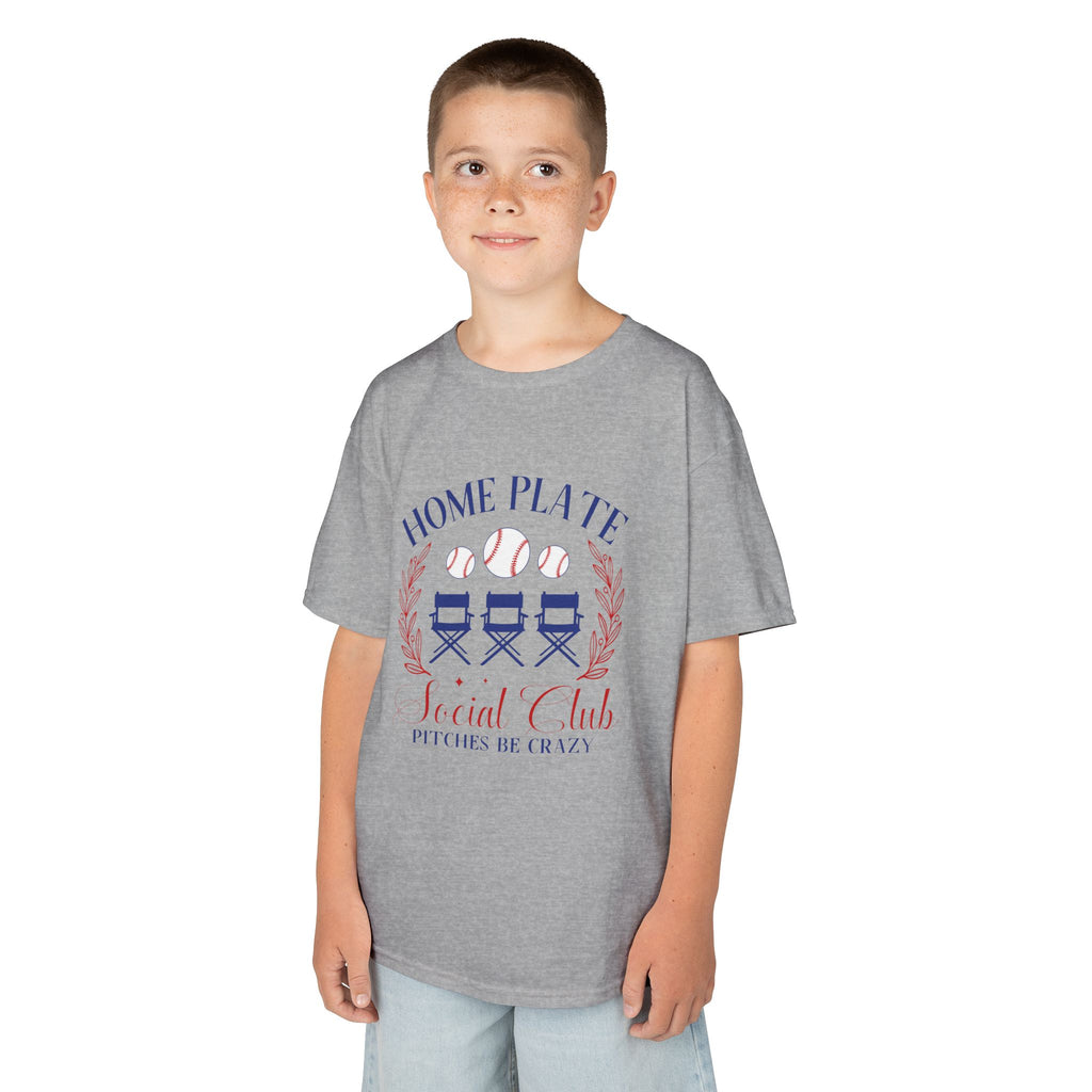Kids Tee — "Home Plate Social Club" Baseball Shirt (Pitches Be Crazy)