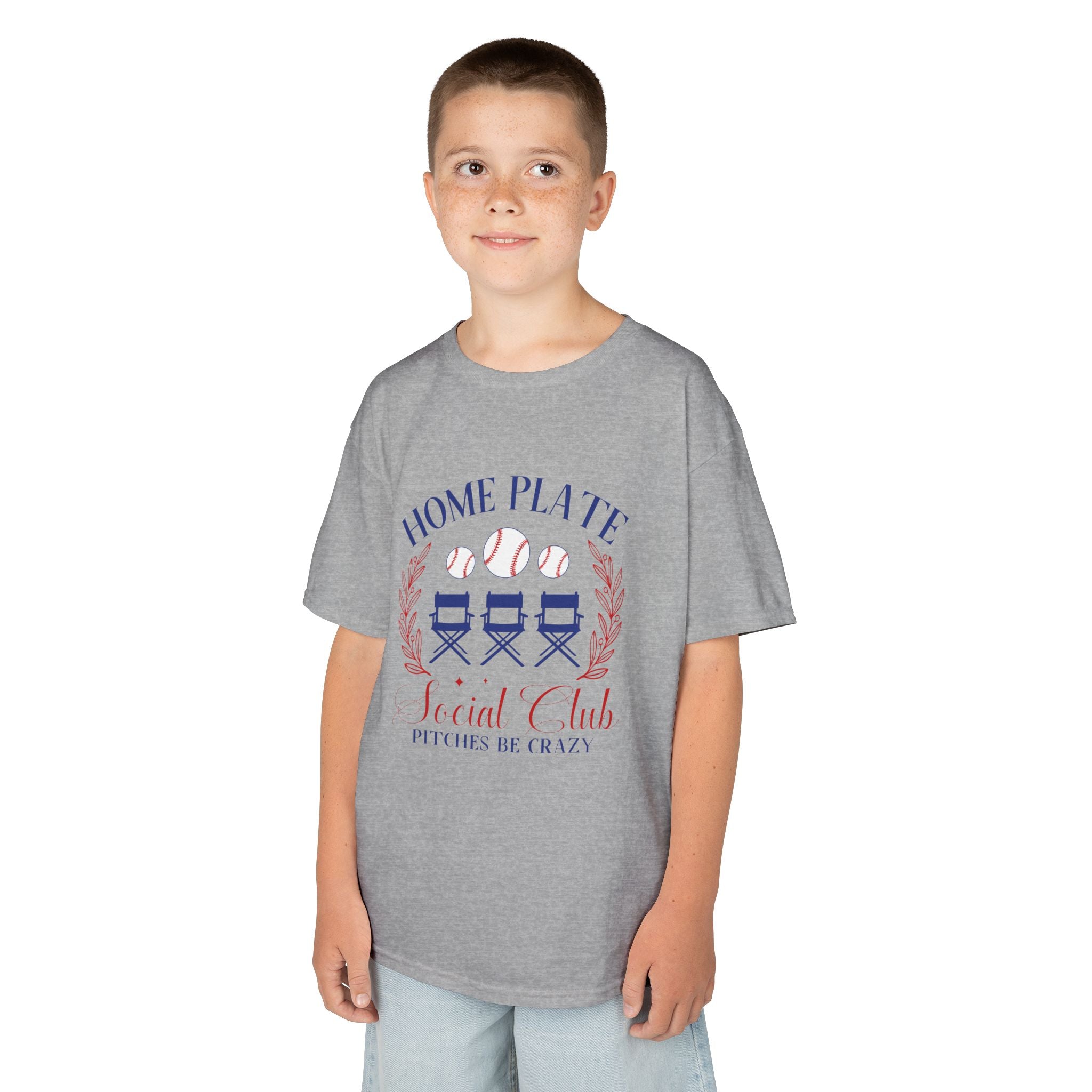 Kids Tee — "Home Plate Social Club" Baseball Shirt (Pitches Be Crazy)