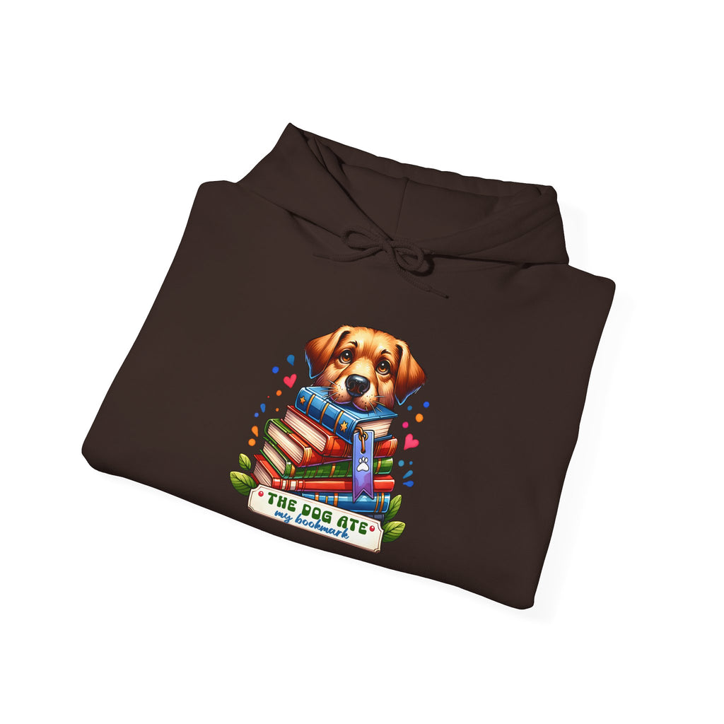 Dog Mom Hoodie — Cute Puppy Reading Books "The Dog Ate" Graphic Sweatshirt