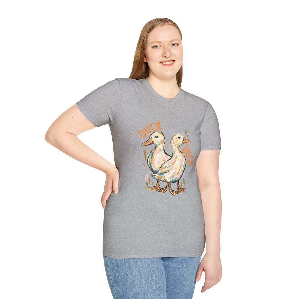 Double-sided Duck Duck Goose T-Shirt — Cute Pastel Duck & Goose Graphic Tee