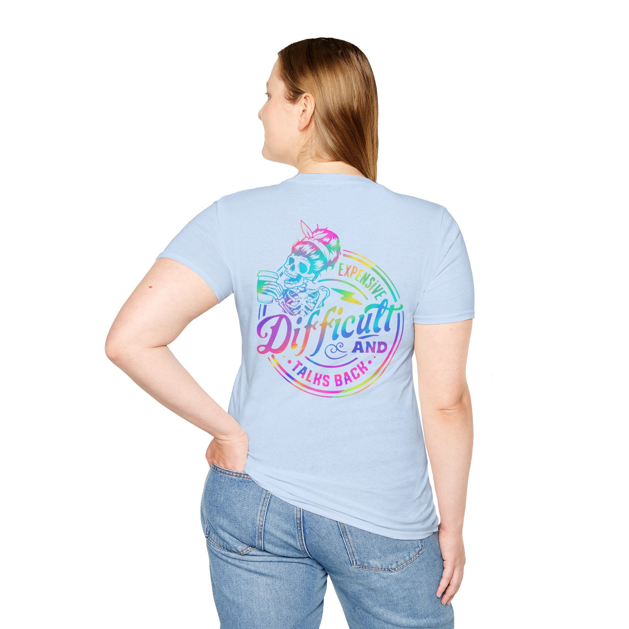Double-sided Difficult and Talks Back T-Shirt — Colorful Skull Sailor Graphic Tee