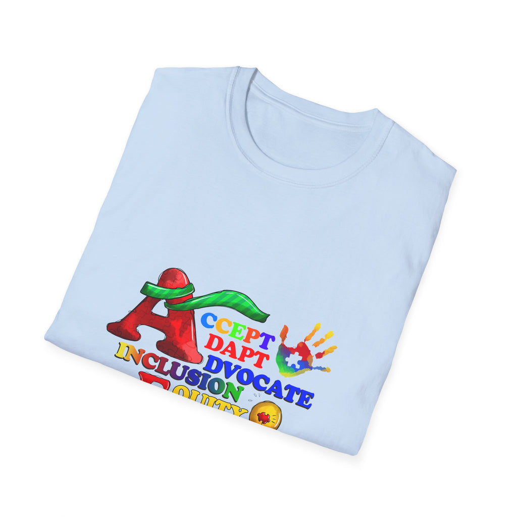 Autism Acceptance Rainbow T-Shirt — "Accept, Adapt, Advocate" Inclusion Tee