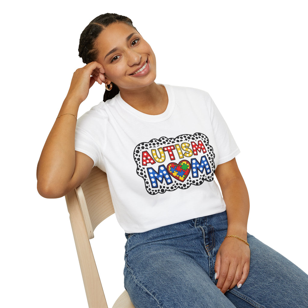 Autism Mom T-Shirt — Colorful Puzzle Heart Support Tee