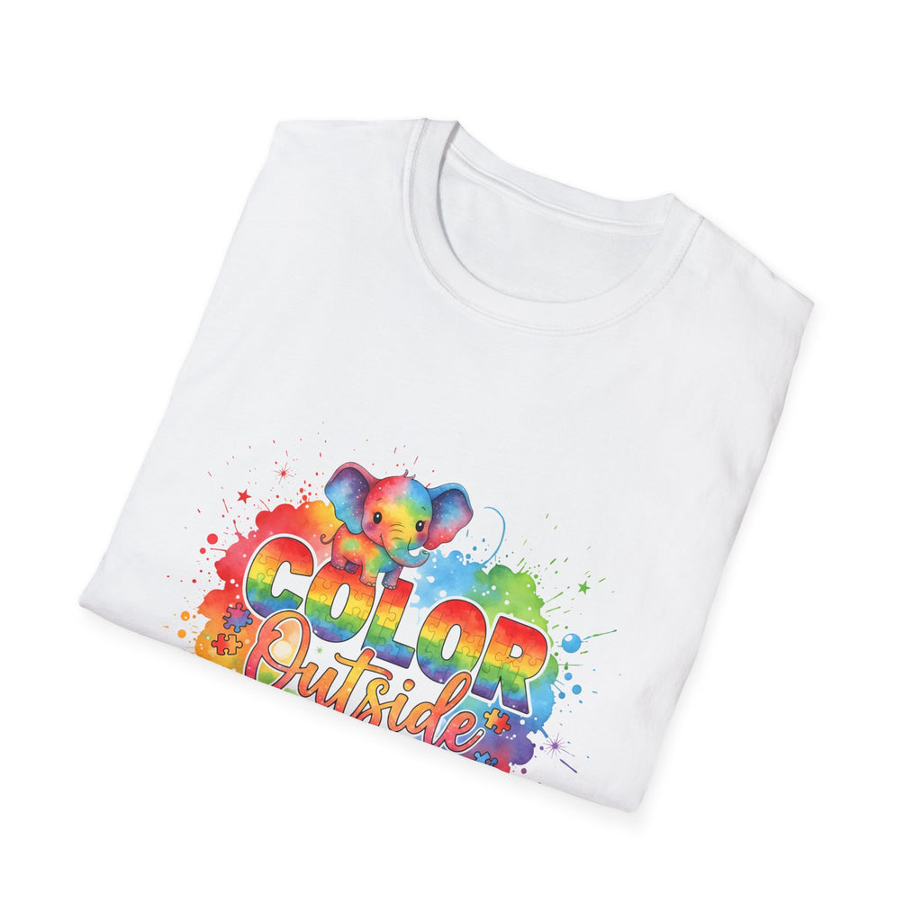 Color Outside Lines T-Shirt — Rainbow Paint Splatter Art Tee