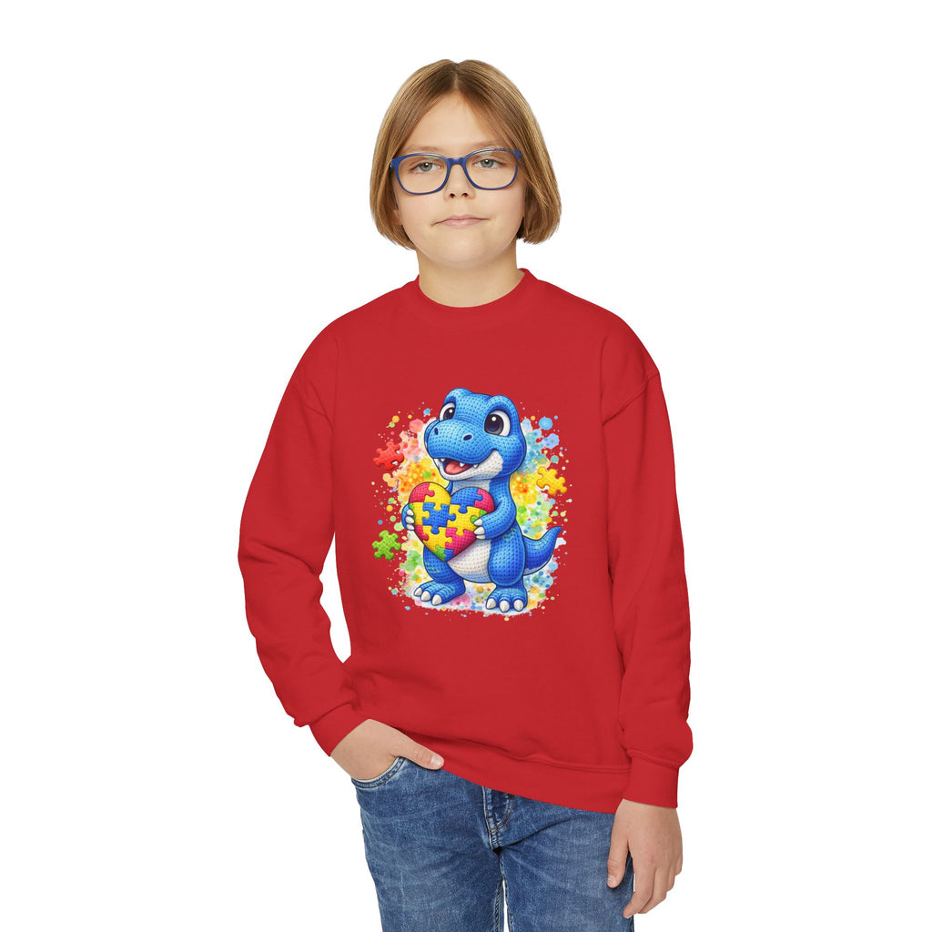 Kids Autism Awareness Dinosaur Crewneck Sweatshirt