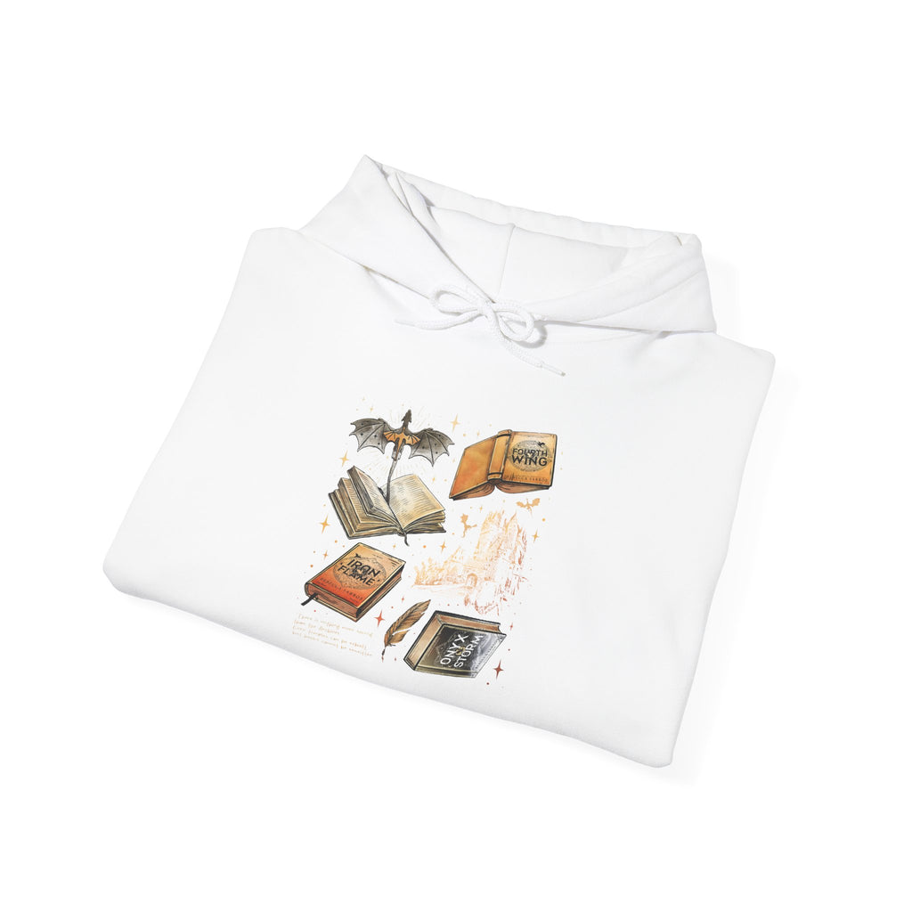 Bookish Bat Hoodie — Vintage Flying Books Graphic Pullover