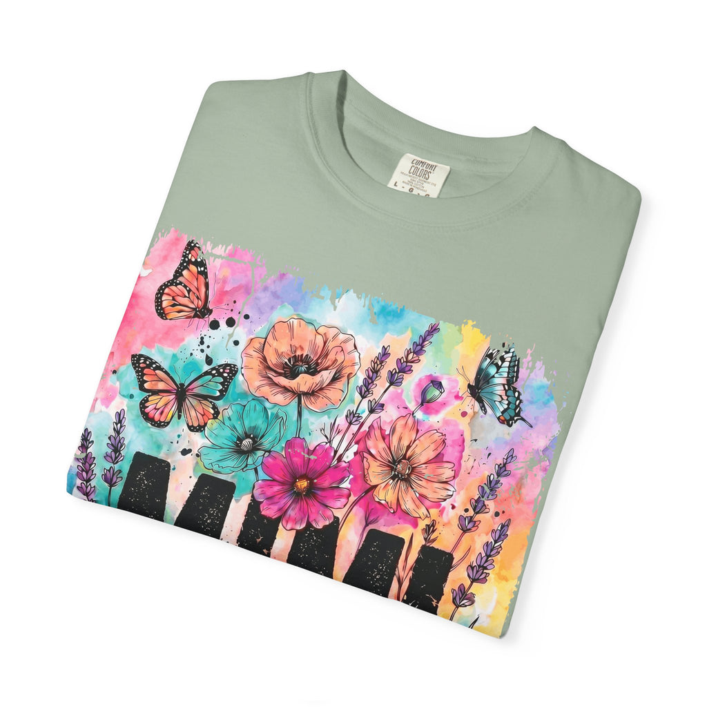 MIMI Floral Butterflies T-Shirt — Colorful Watercolor Garden Tee