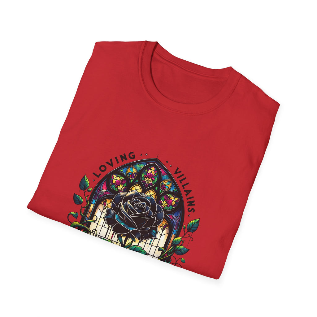 Loving Villains Rose Window T-Shirt — Gothic Floral 'Since Page One' Tee