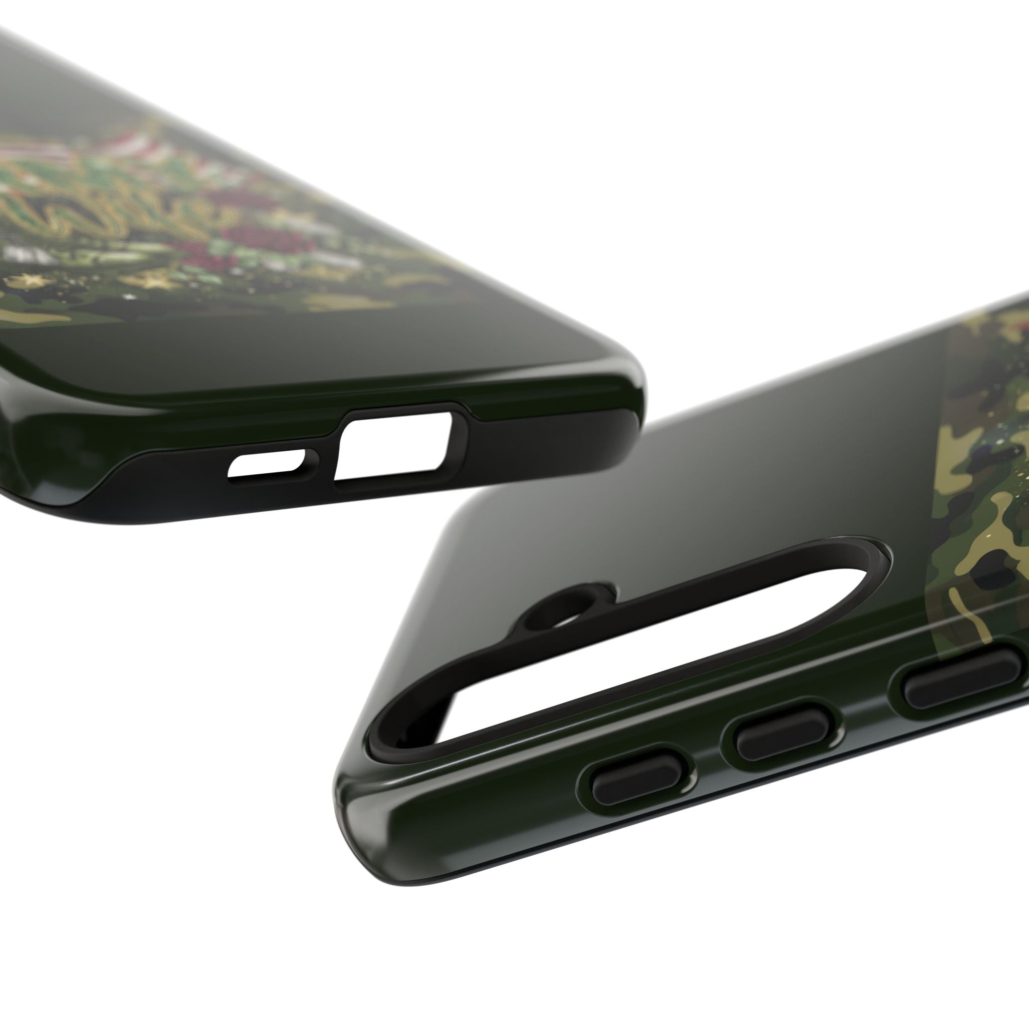 Army Wife Tough Phone Case — Camo Flag Design with Roses