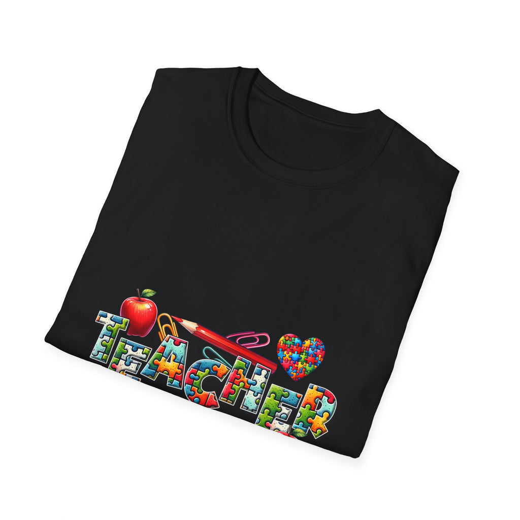 Teacher Appreciation T‑Shirt — Colorful School Icons & Hearts Design
