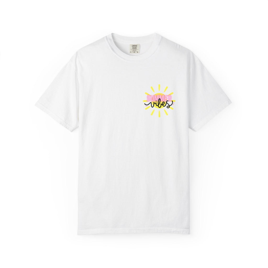 Summer Vibes T-Shirt — Pink Floatie & Checkered Graphic