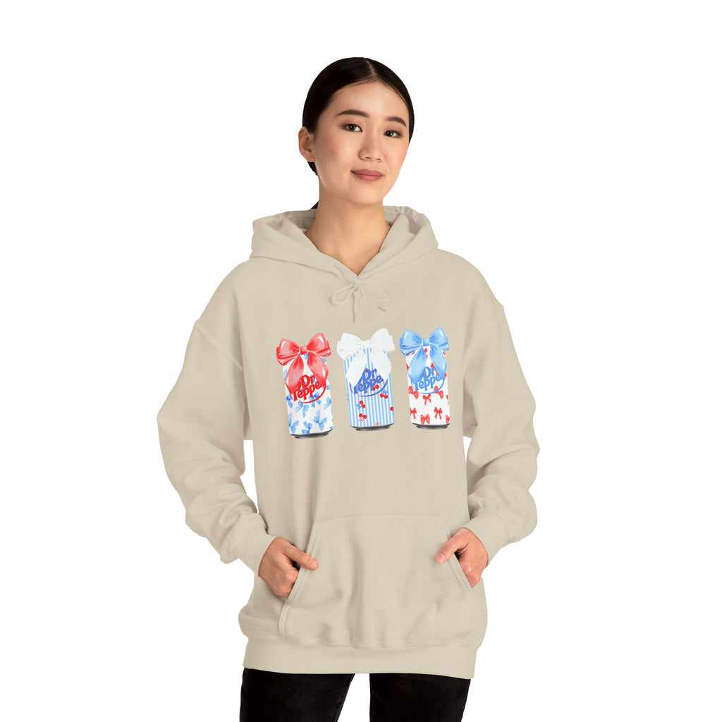 Gift Box Trio Hoodie - Red White Blue Ribbon Holiday Sweatshirt