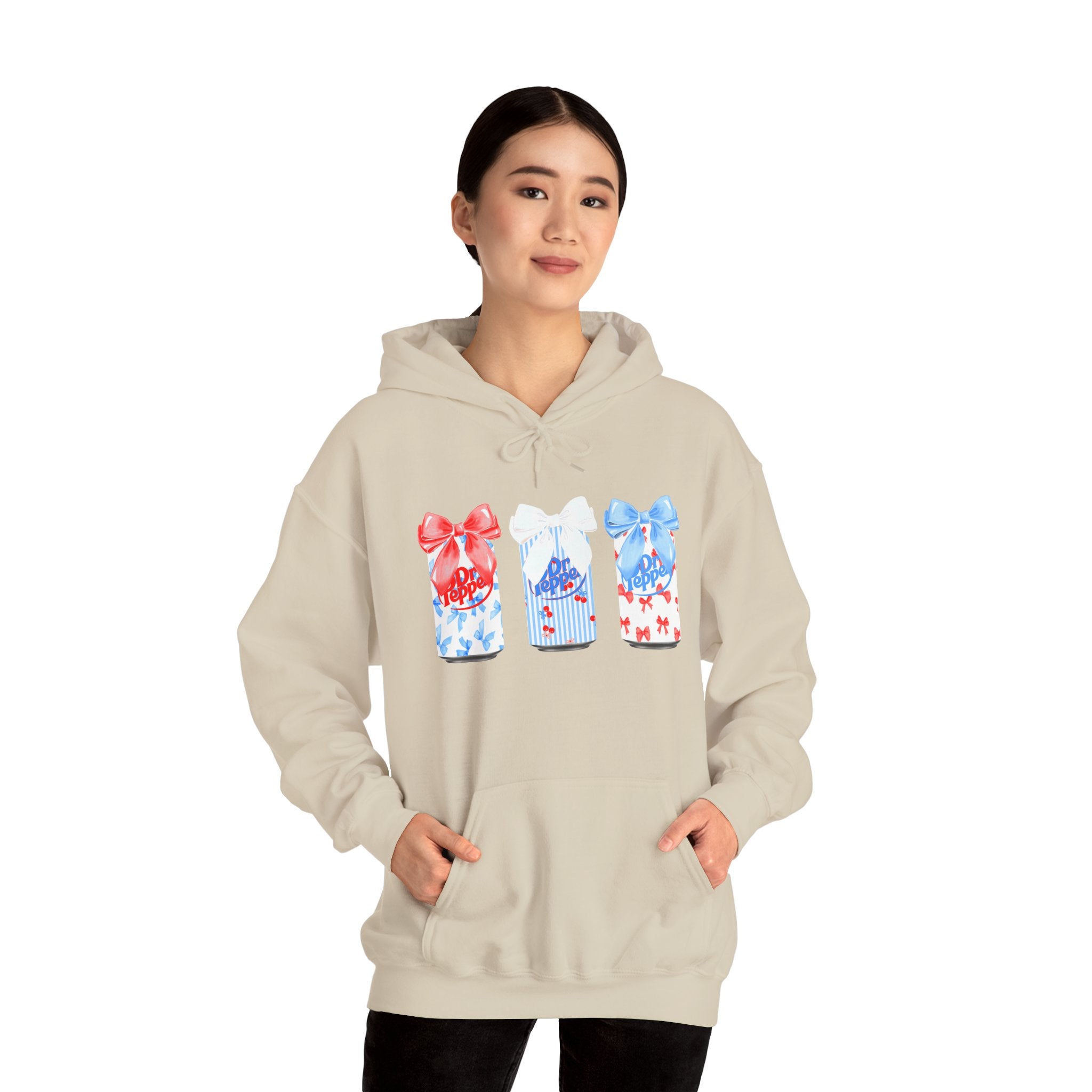 Gift Box Trio Hoodie - Red White Blue Ribbon Holiday Sweatshirt