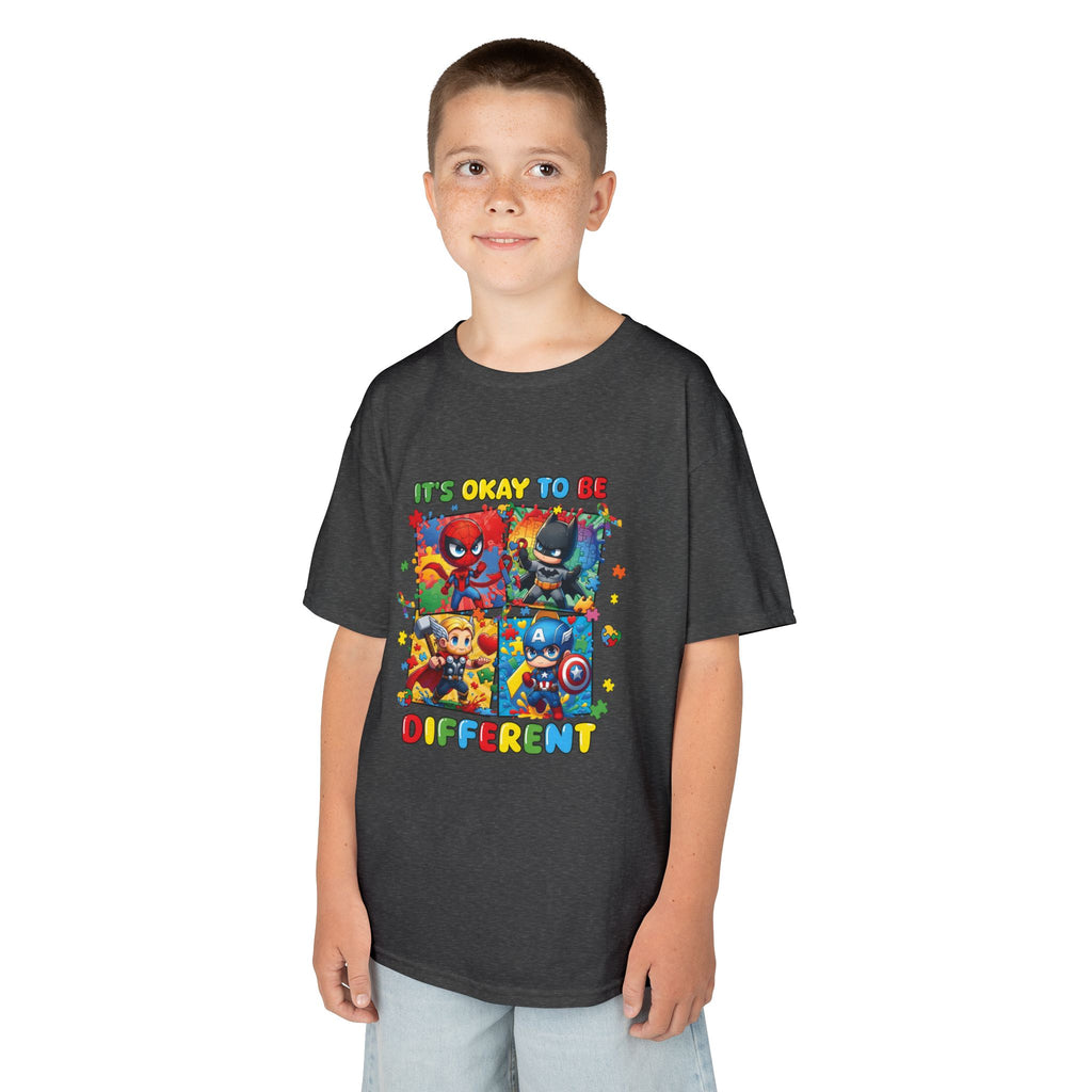 Kids 'It's Okay to Be Different' Graphic Tee — Colorful Inclusive Cartoon Design