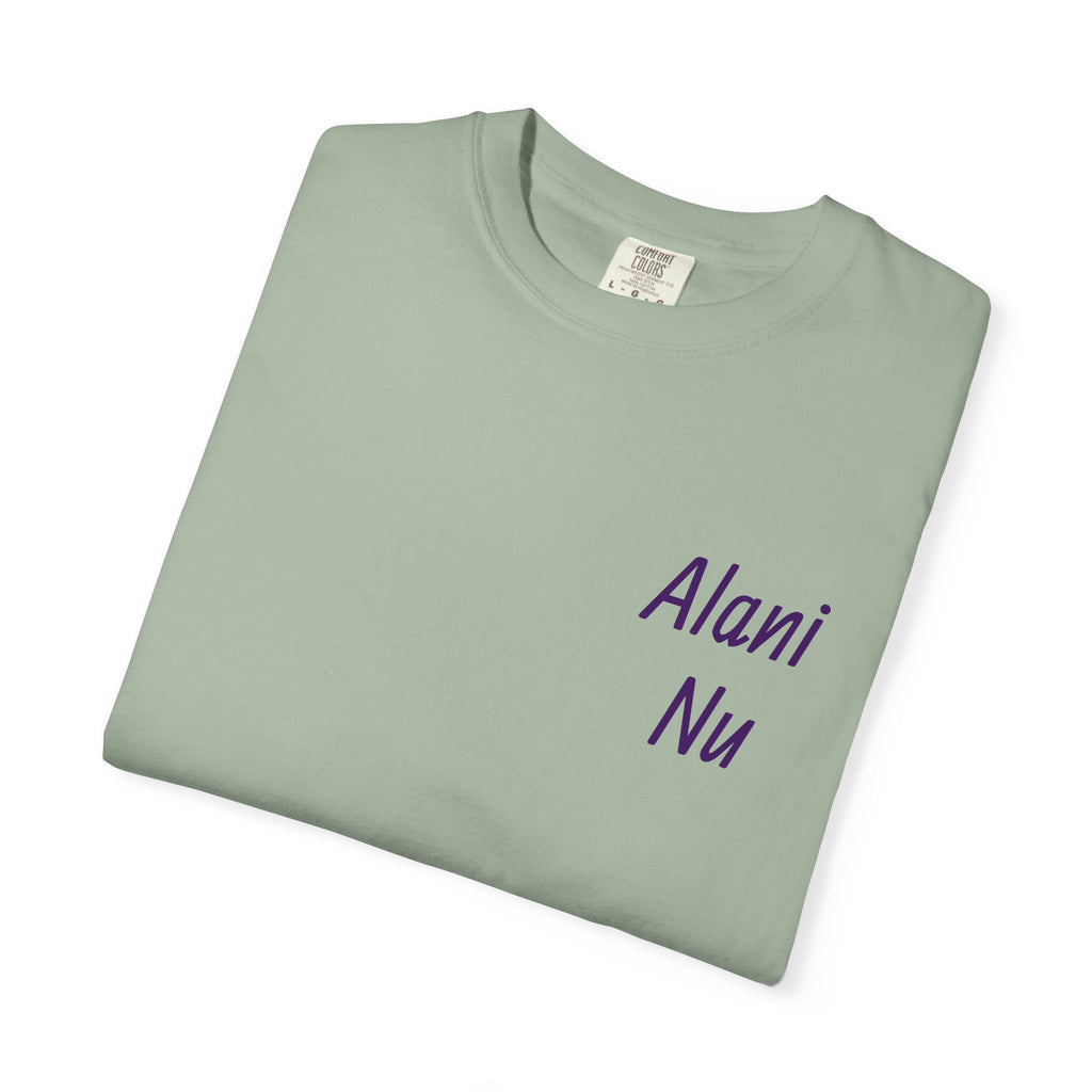 Graphic T-Shirt — 'Alani Nu' Collage Back Print, Retro Floral & Lip Art Tee