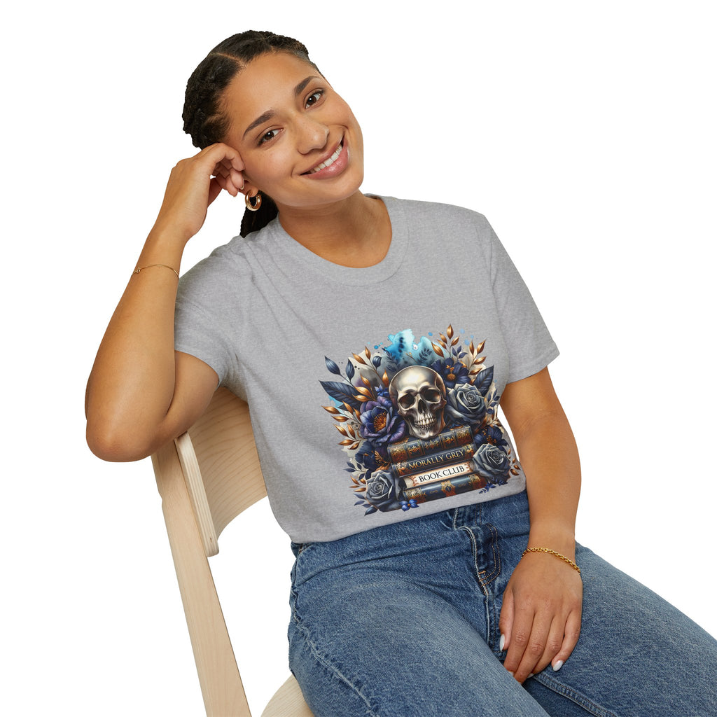Skull & Roses Book Club T-Shirt — Gothic Literary Graphic Tee