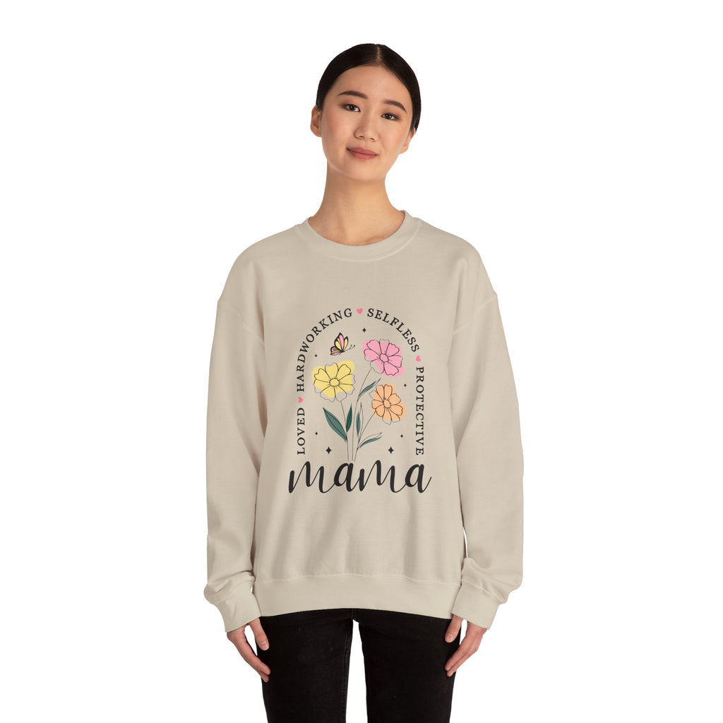 Mama Floral Sweatshirt — "Loved, Hardworking, Selfless, Protective" Mother's Day Crewneck