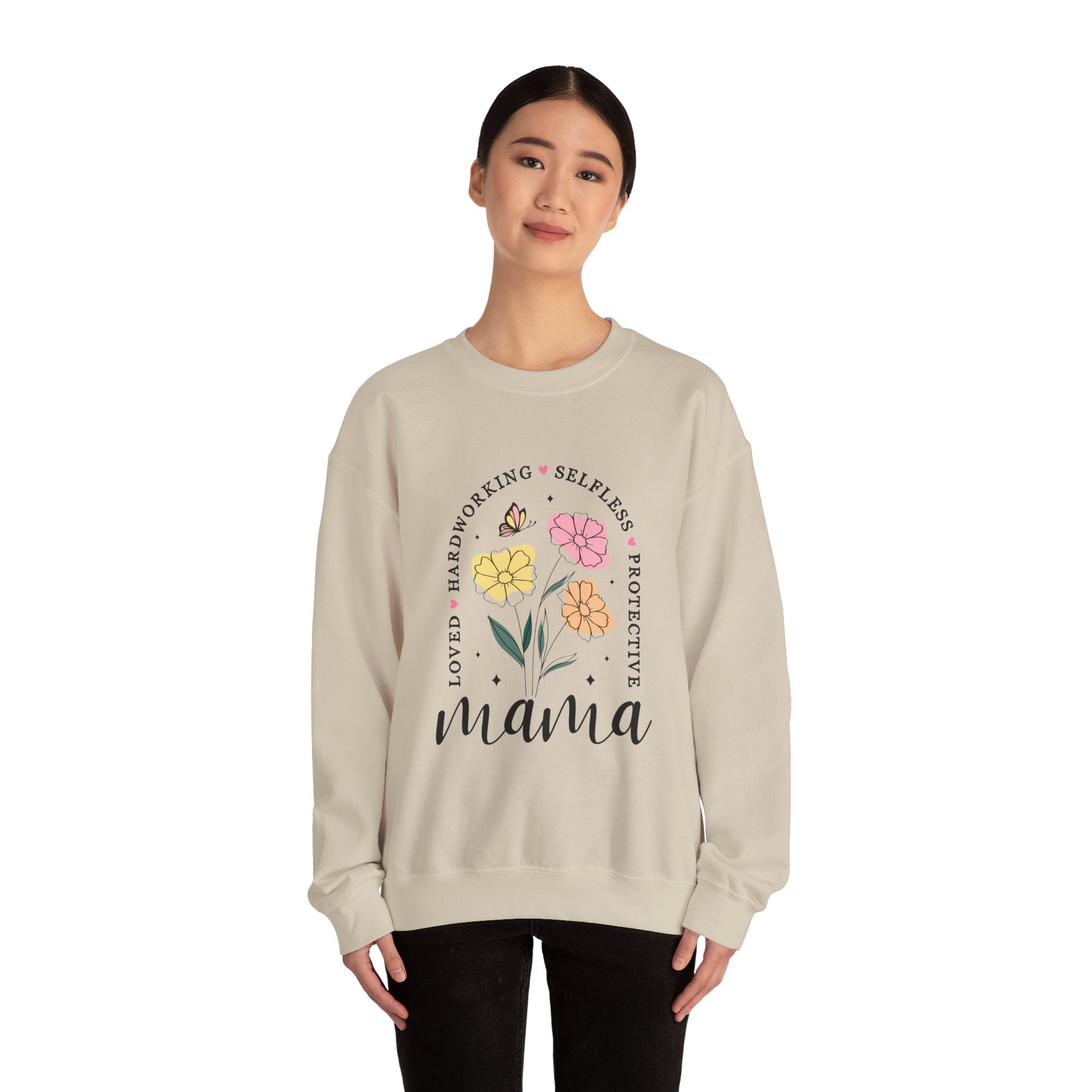 Mama Floral Sweatshirt — "Loved, Hardworking, Selfless, Protective" Mother's Day Crewneck