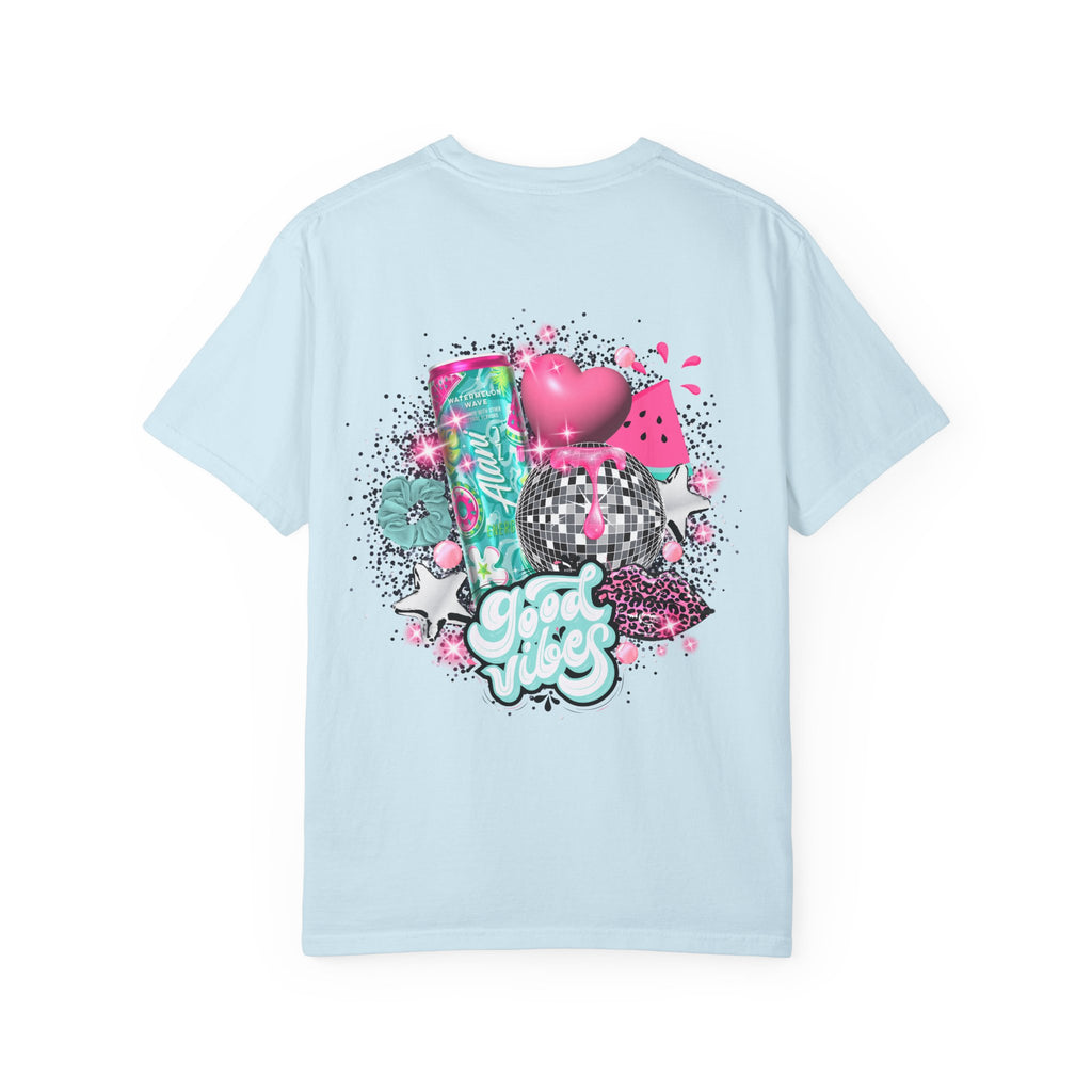 Graphic T-Shirt — Pastel 'Good Vibes' Disco Design (Alami Nu)