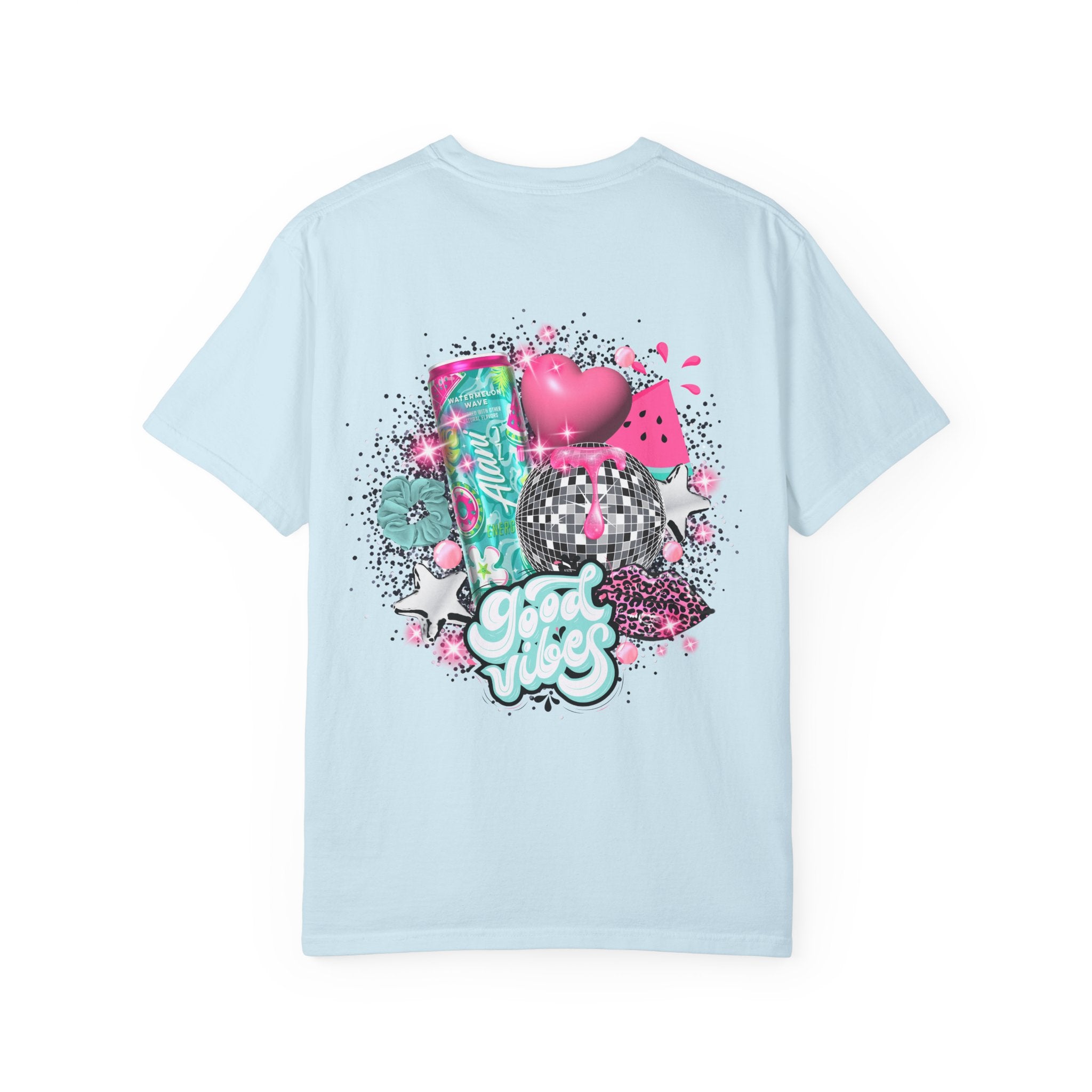 Graphic T-Shirt — Pastel 'Good Vibes' Disco Design (Alami Nu)