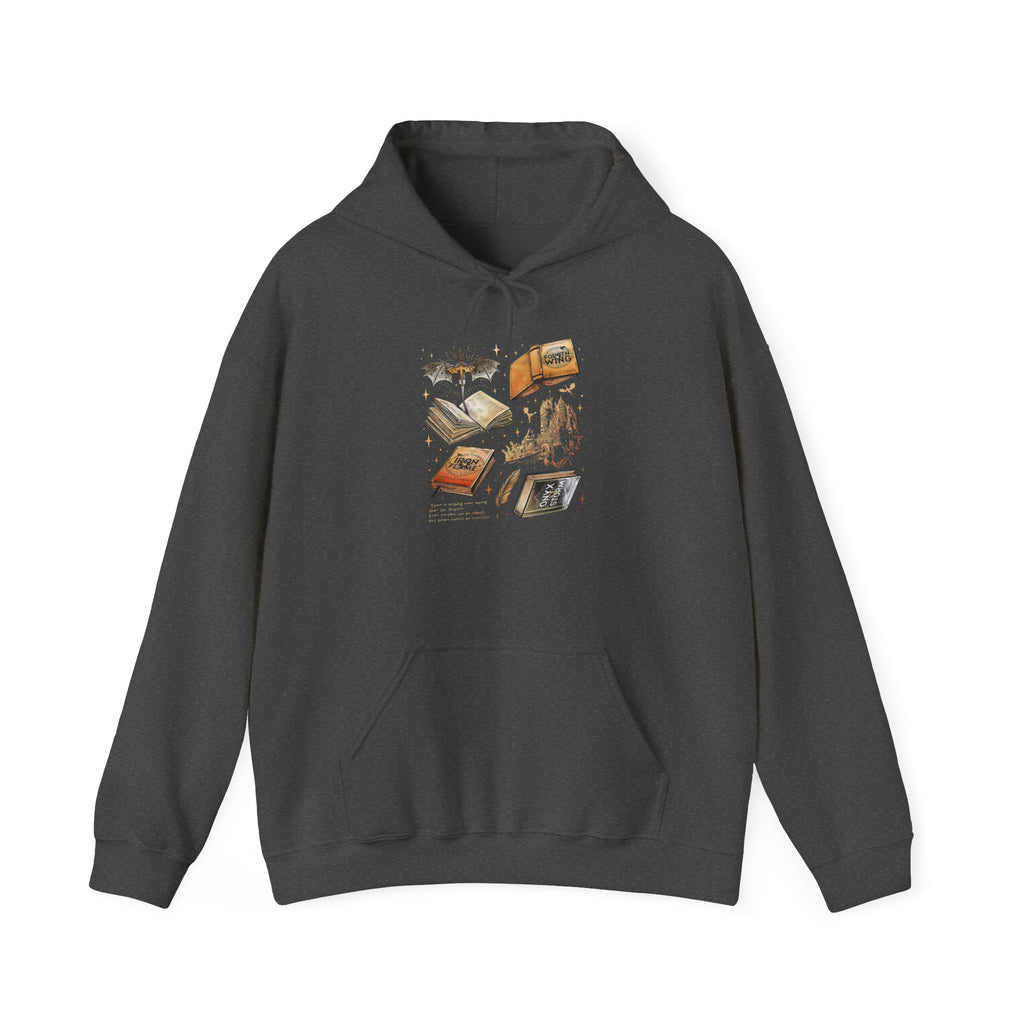 Bookish Bat Hoodie — Vintage Flying Books Graphic Pullover