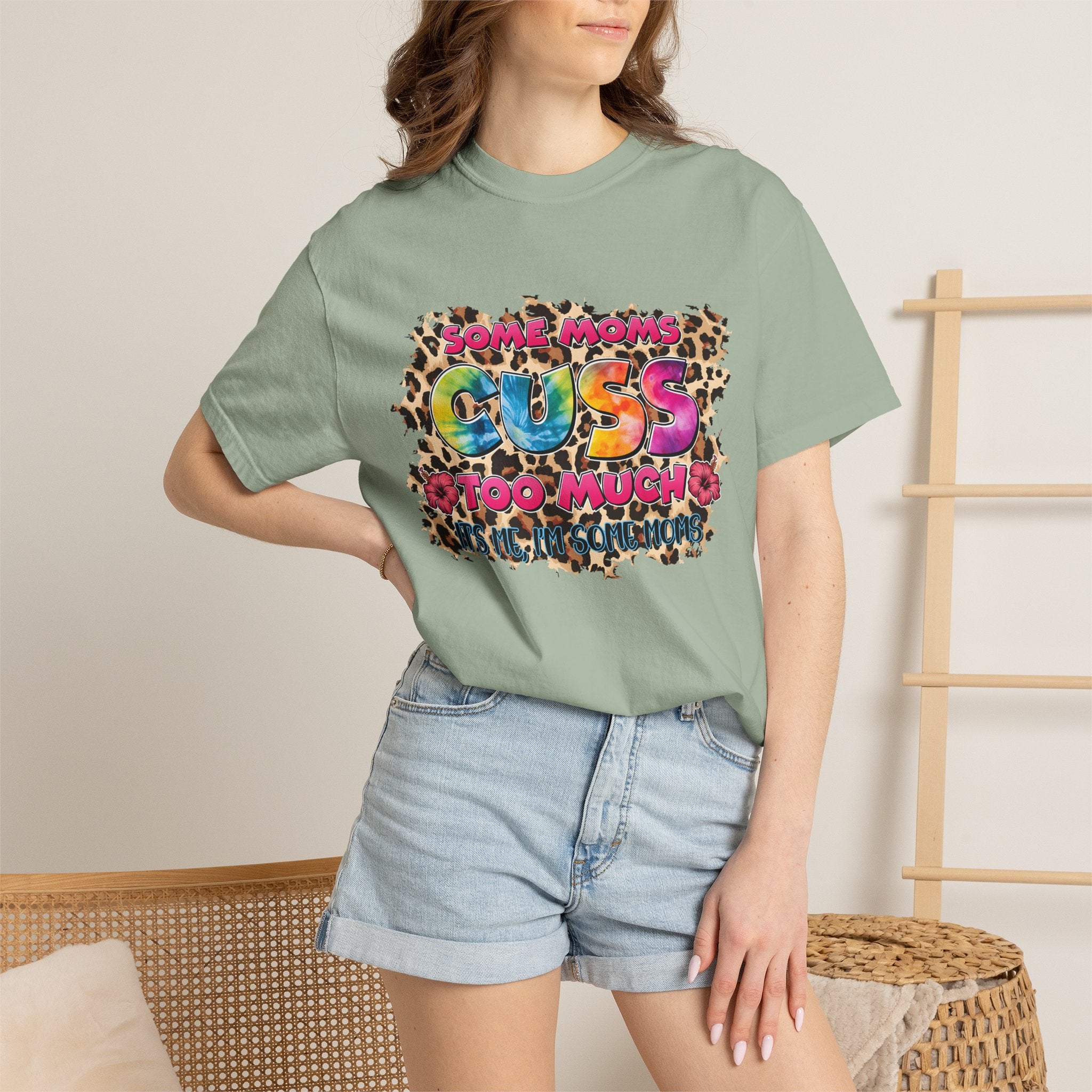 Graphic T-Shirt — "Some Moms Guess Too Much" Colorful Leopard Print
