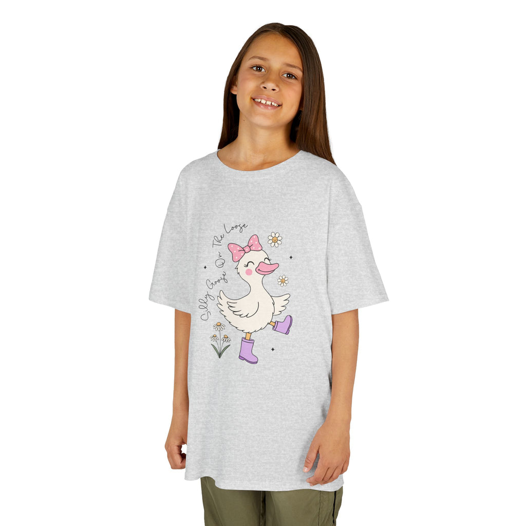 Kids Duck with Bow & Boots T-Shirt — Cute Dancing Duck Graphic Tee for Girls