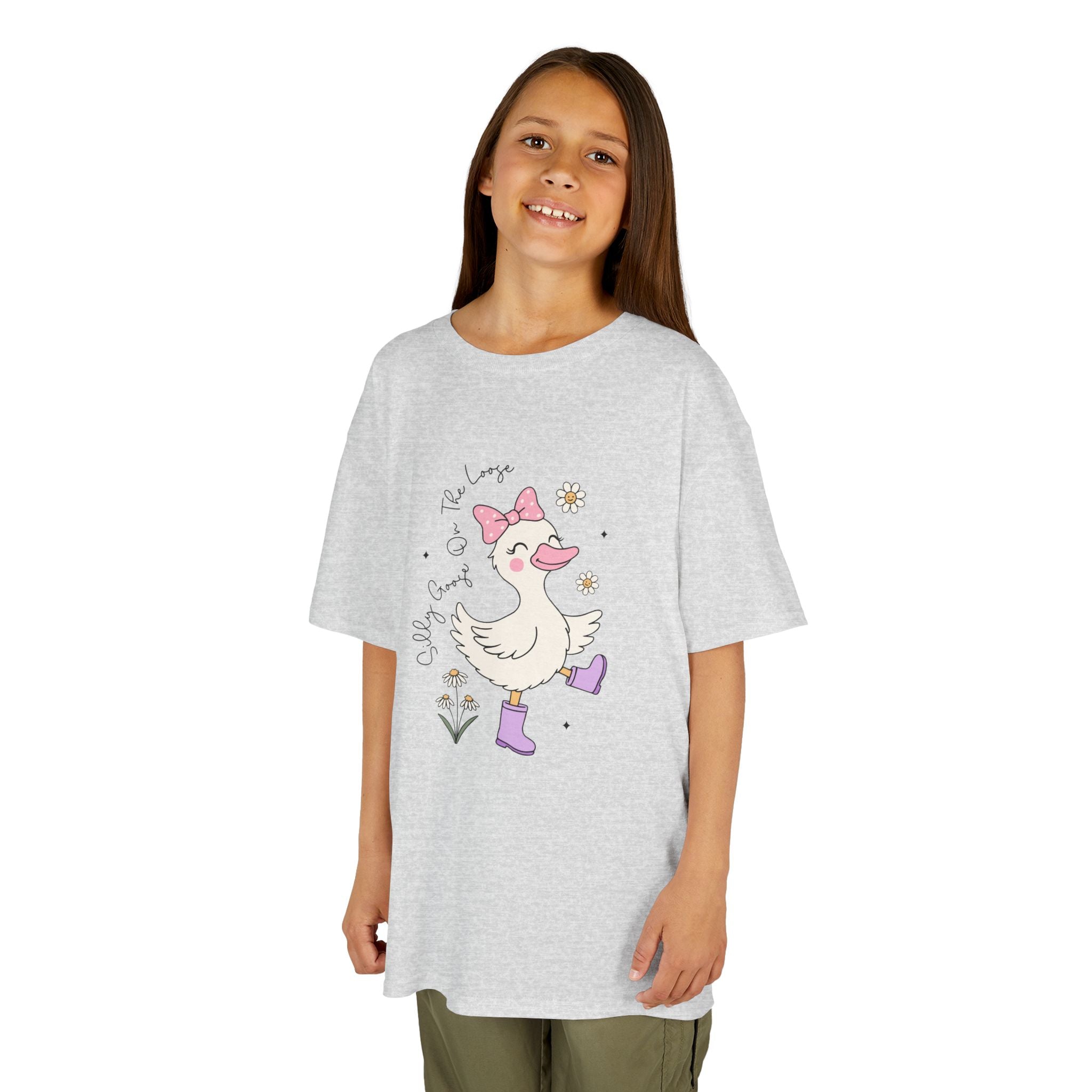 Kids Duck with Bow & Boots T-Shirt — Cute Dancing Duck Graphic Tee for Girls