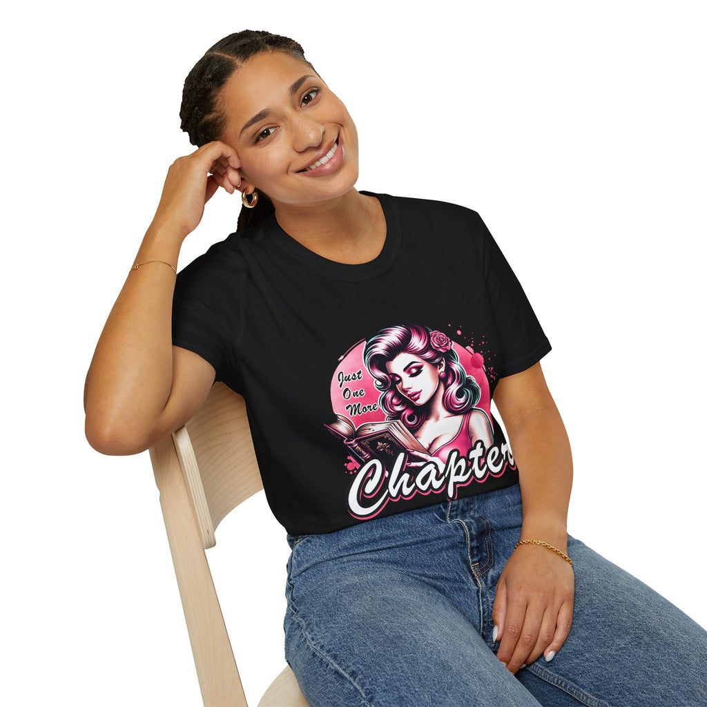 Chapter Reading Tee — Retro Pinup Woman 'Just One More Chapter' Book Lover T-Shirt