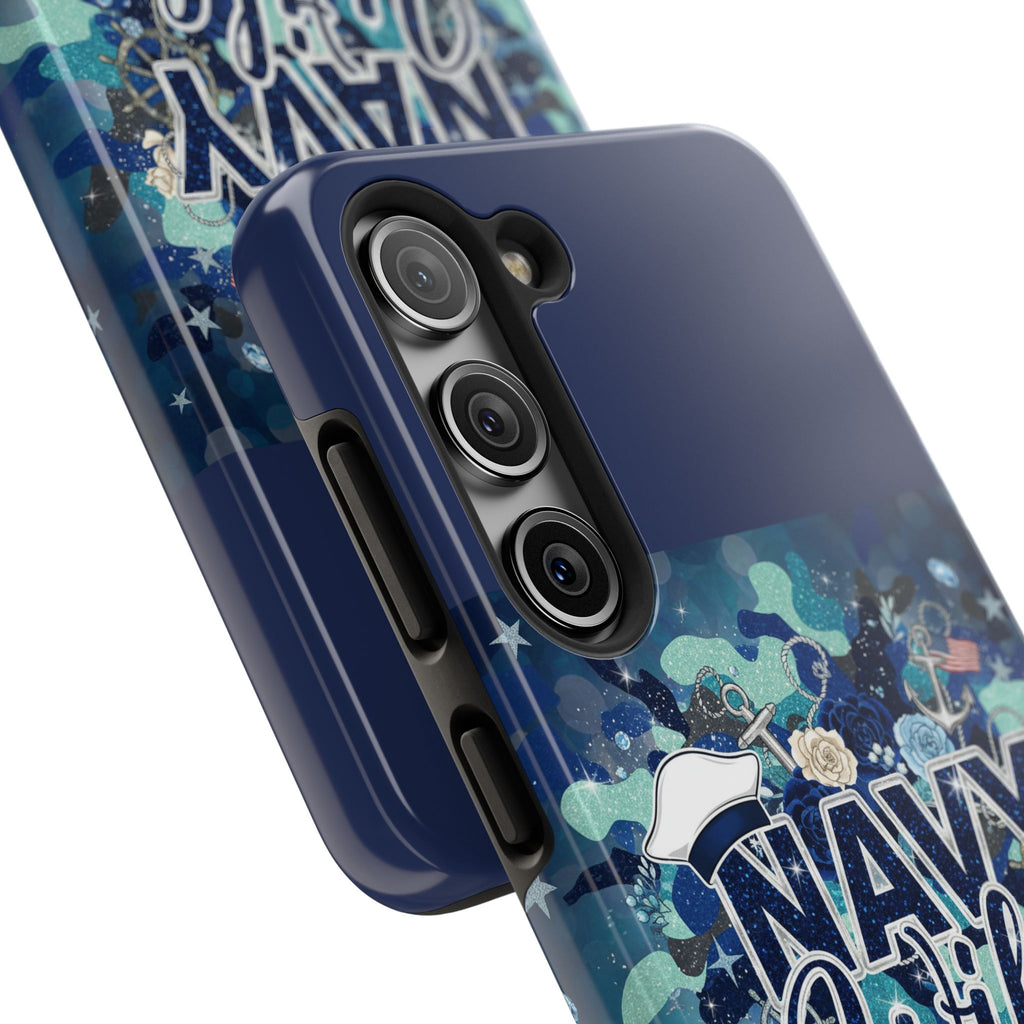 Navy Wife Tough Phone Case — Military Camouflage Protective Phone Cover, Perfect Gift for Navy Spouses