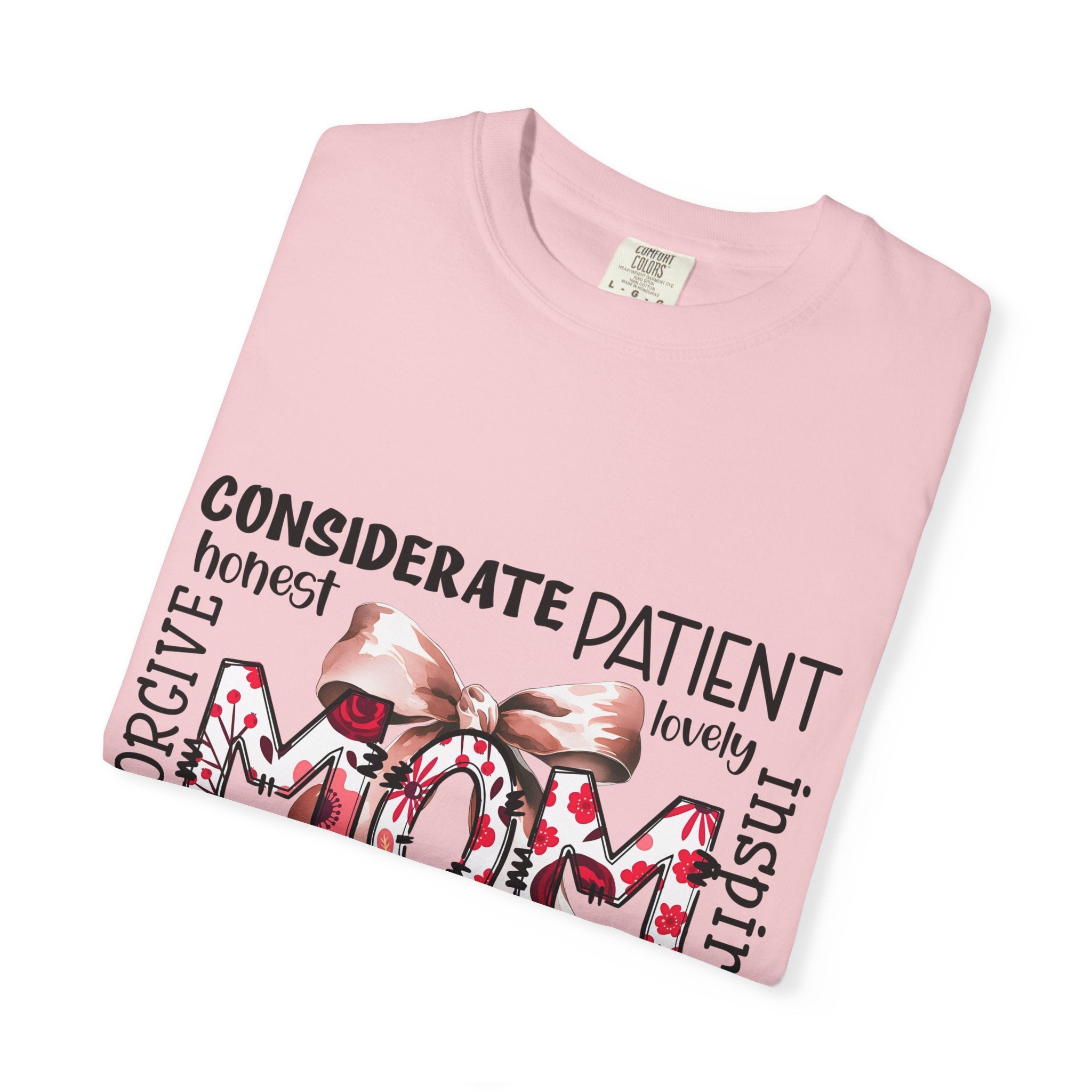 Mom Word-Art T-Shirt — Floral Bow Mother’s Day Tee